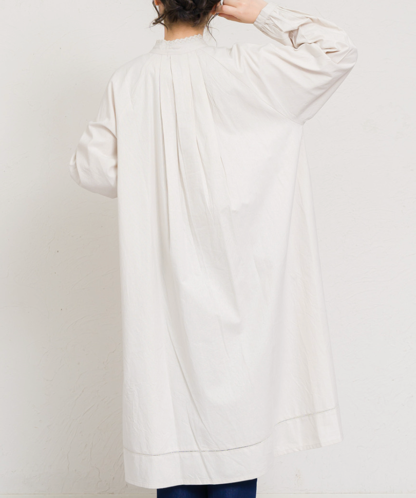 無地レース前開きワンピース ベージュ ※11/5迄に順次発送予定