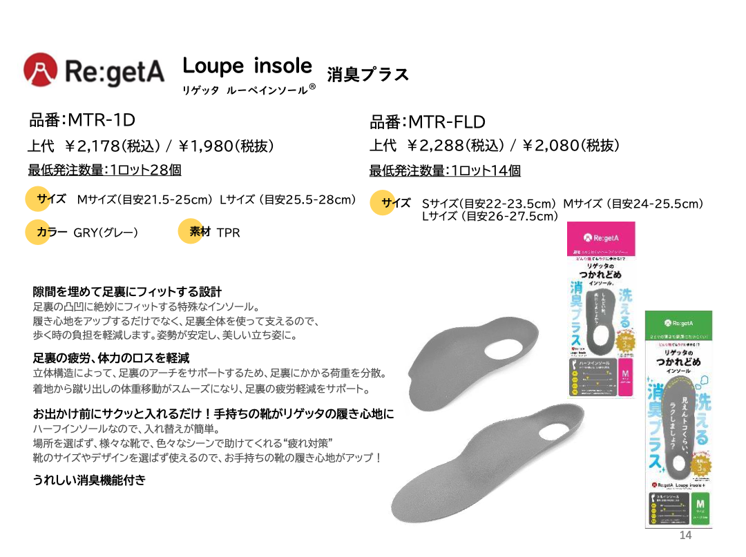 リゲッタのつかれどめインソール ※3/18迄に順次発送予定