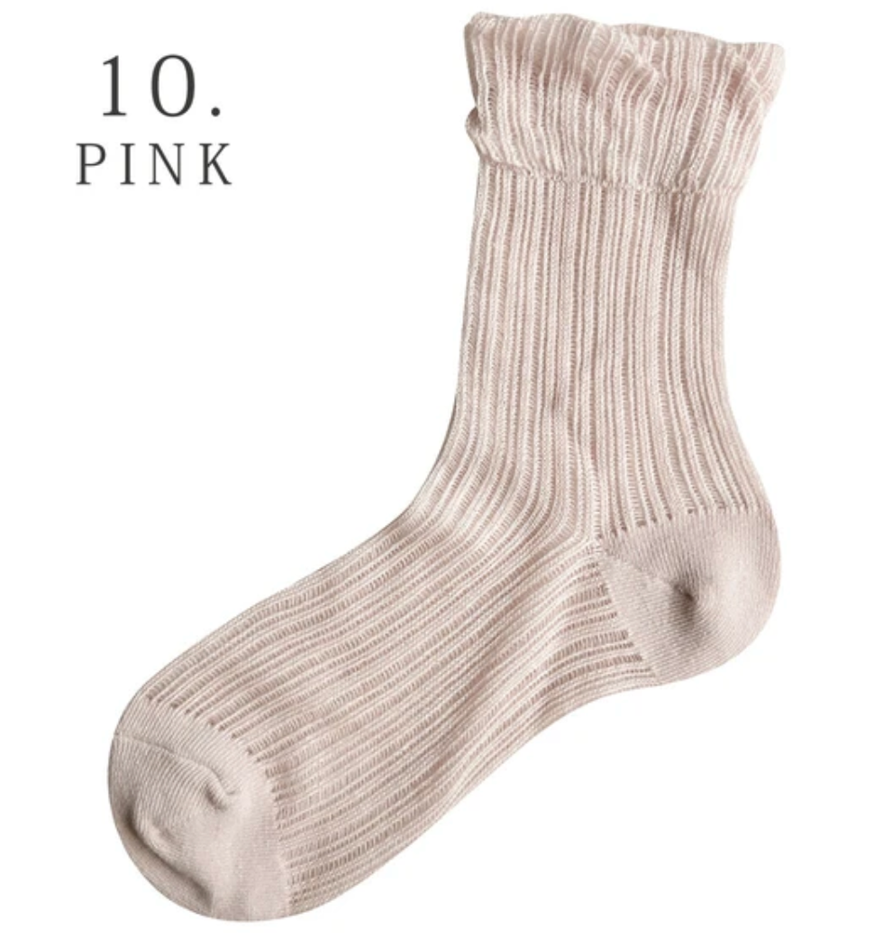 シアーストライプ ソックス　ピンク※4/8迄に順次発送予定