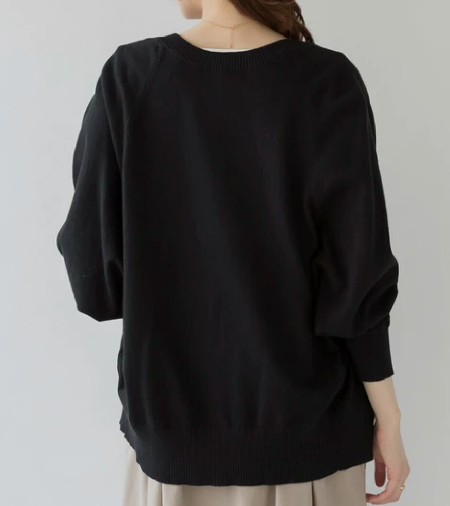 キーネックドルマンカーディガン　ブラック※4/8迄に順次発送予定