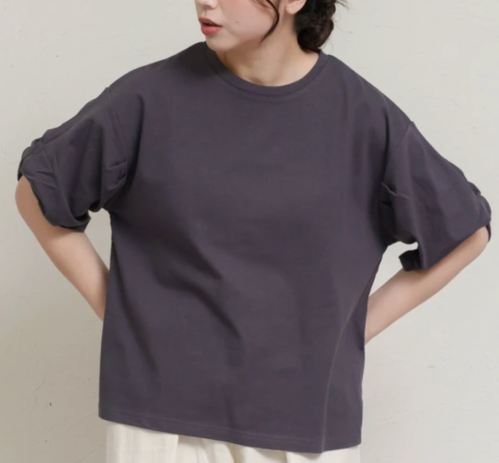 ねじり袖プルオーバー チャコール※7/9～15迄に順次発送予定