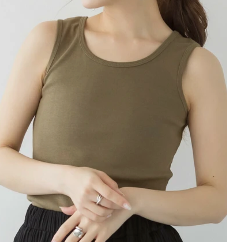 コットンフライスタンクトップ カーキ※6/11～17迄に順次発送予定