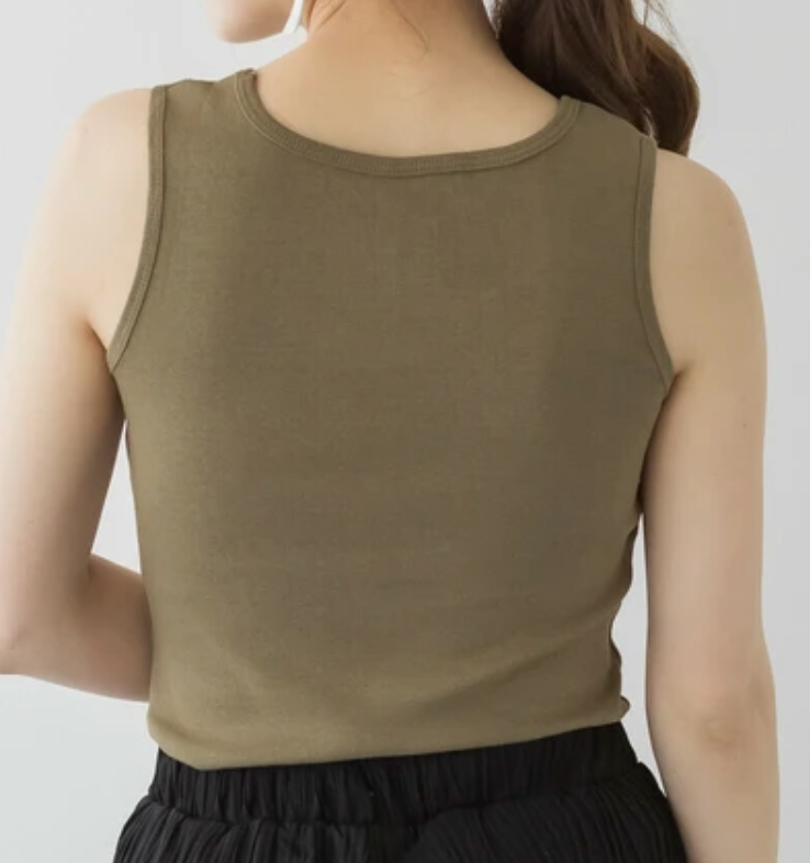 コットンフライスタンクトップ カーキ※6/11～17迄に順次発送予定