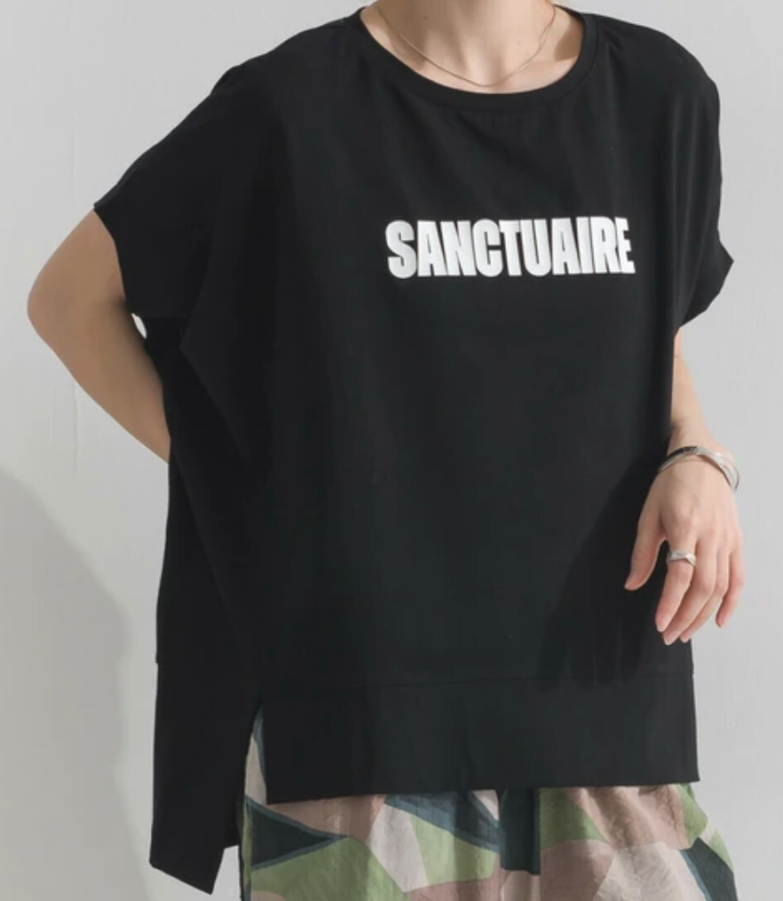 【接触冷感】シルケット加工風ロゴドルマンTシャツ ブラック※8/6～12迄に順次発送予定