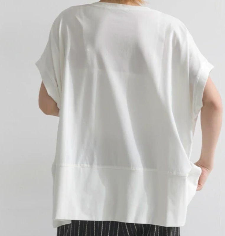 【接触冷感】シルケット加工風ロゴドルマンTシャツ オフホワイト※8/6～12迄に順次発送予定