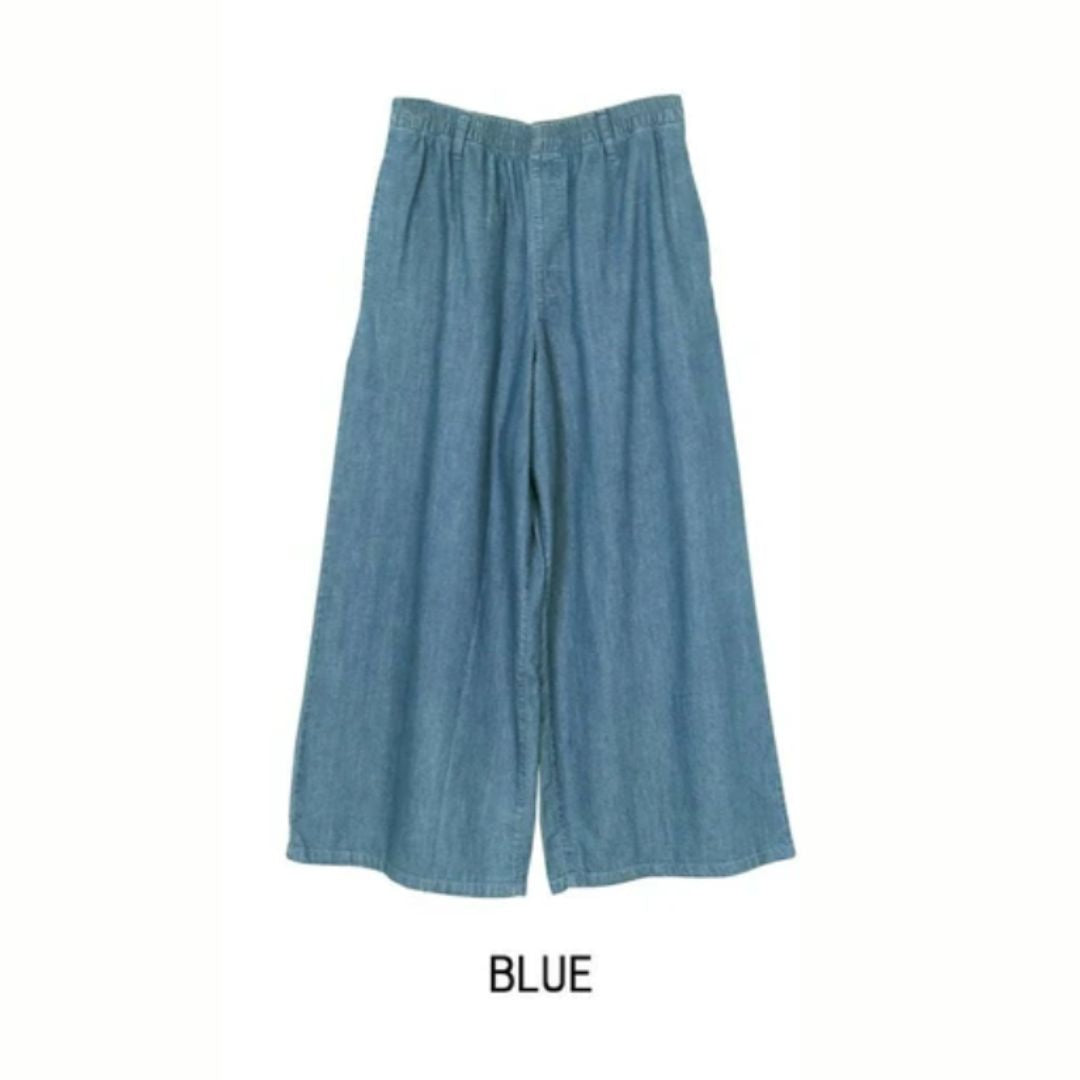 ライトオンスウエスゴムワイドパンツ ブルー※7/9～15迄に順次発送予定