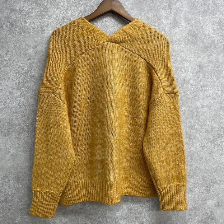 ニットVネックカーディガン イエロー※3/25迄に順次発送予定