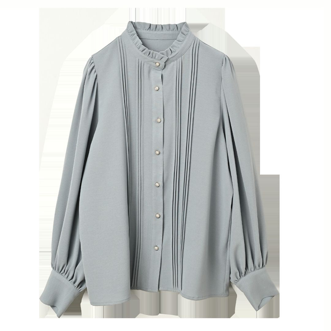 ピンタックフリルブラウス ミントグリーン※6/11～17迄に順次発送予定