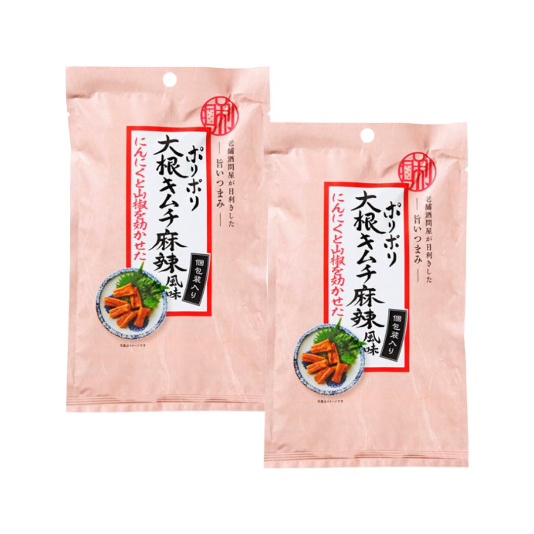 【賞味期限切迫2024/12/17】【K&K】老舗酒問屋が目利きした旨いつまみ　ぽりぽり大根キムチ麻辣風味　2袋セット　※11/18までに順次発送予定