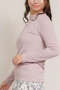 ひまわりオイル加工ハイネック長袖 ピンク※12/23迄に順次発送予定
