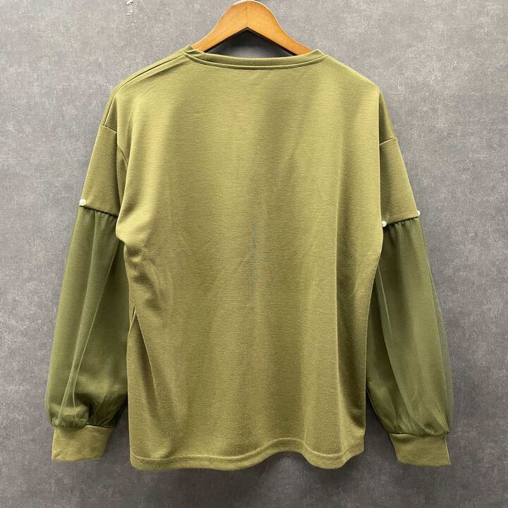 袖チュールトップス カーキ※3/11迄に順次発送予定