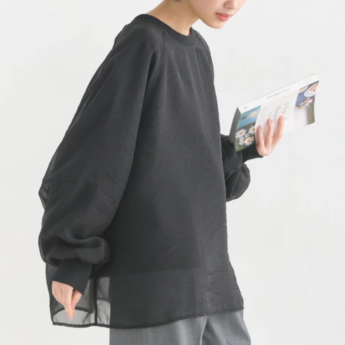 オーガンジーレイヤードダンボールトップス ブラック※4/23~29までに順次配送予定