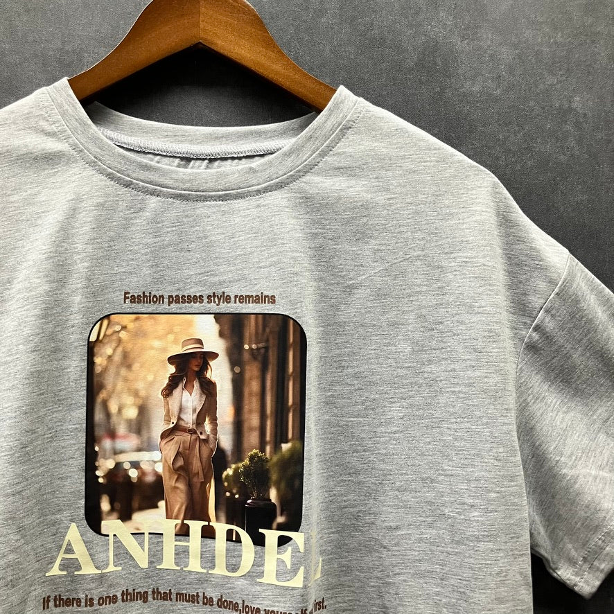 フォトプリントTシャツANHDEL  グレー※7/16～22迄に順次発送予定