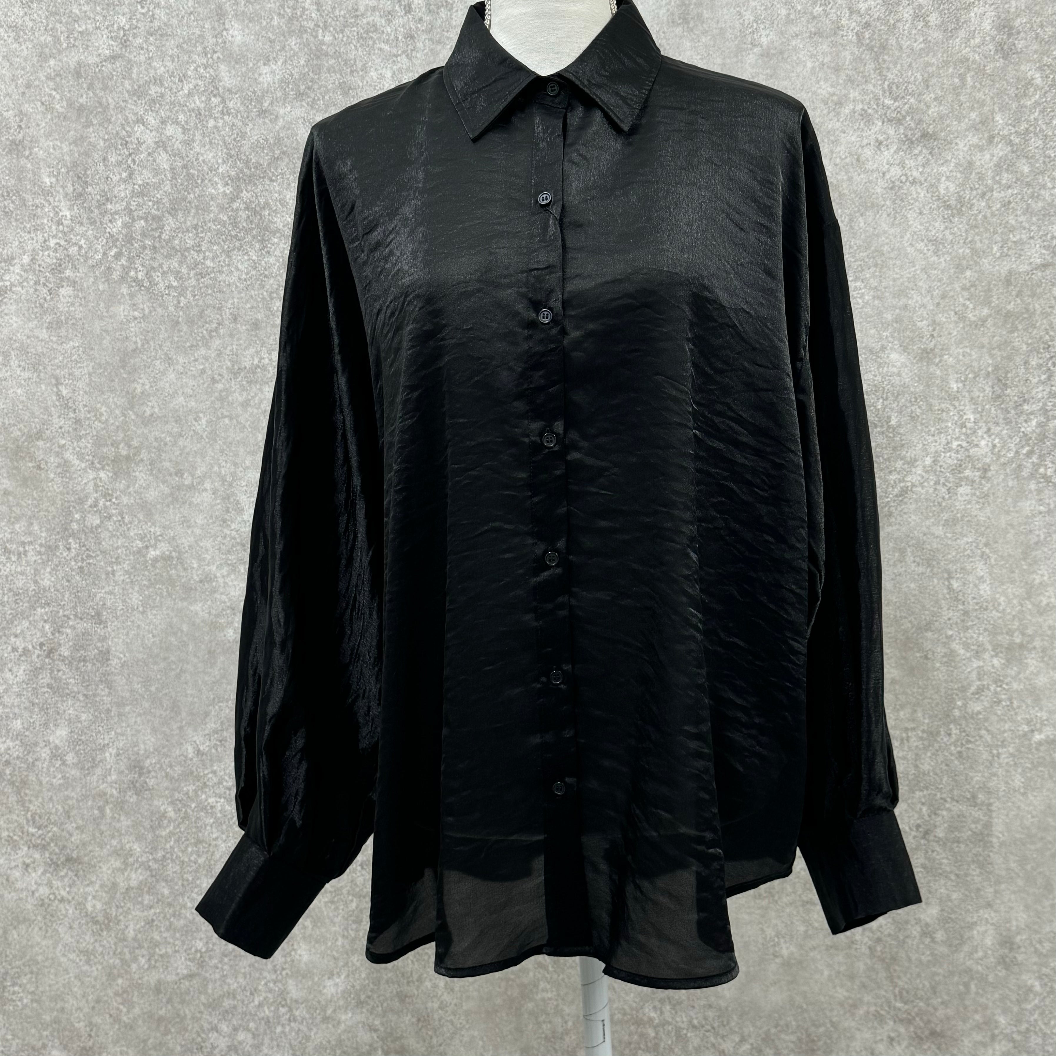 ラメシアーオーバサイズシャツ　ブラック　※10/7迄に順次発送予定