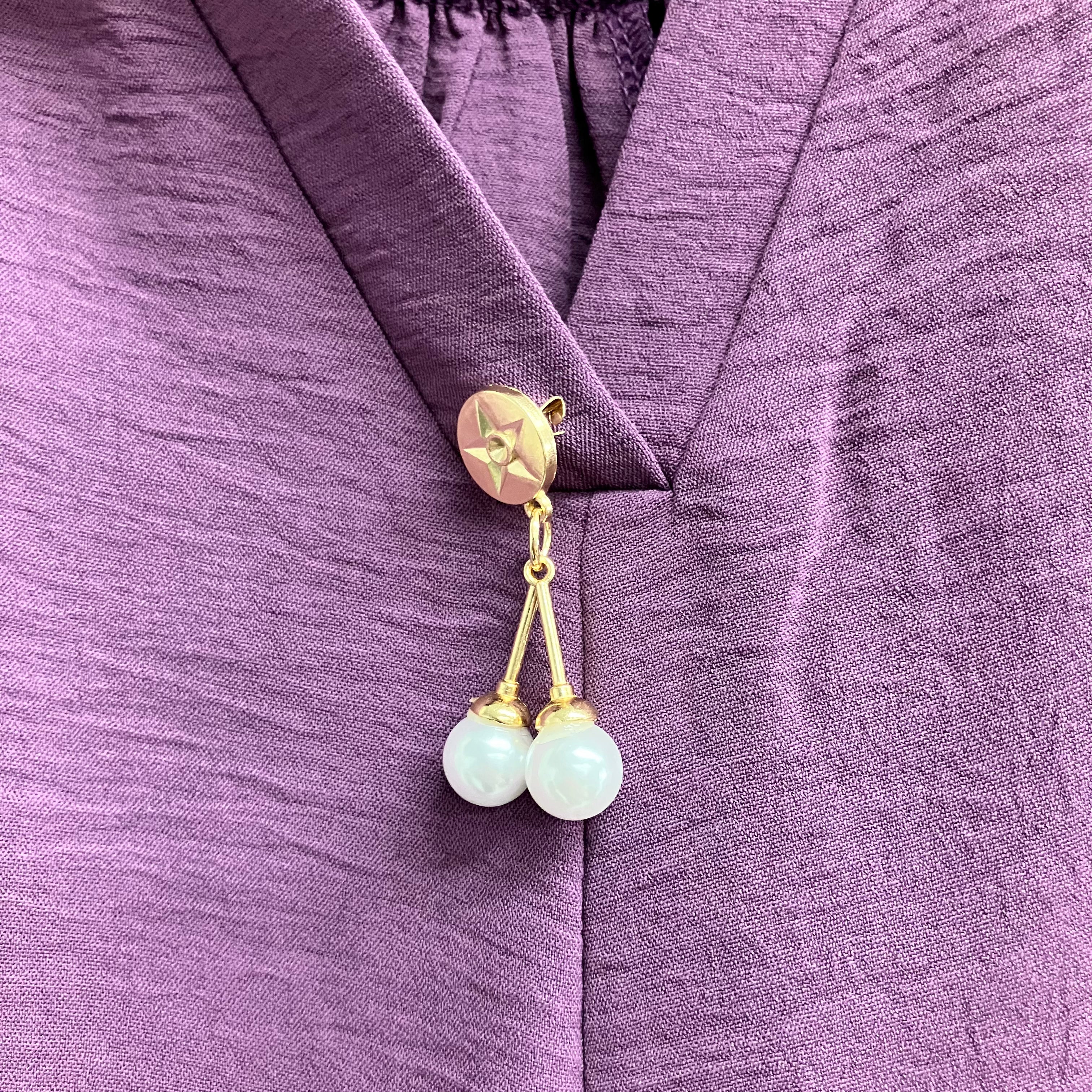 チャーム付スキッパーシャツブラウス　パープル※7/9～7/15迄に順次発送予定