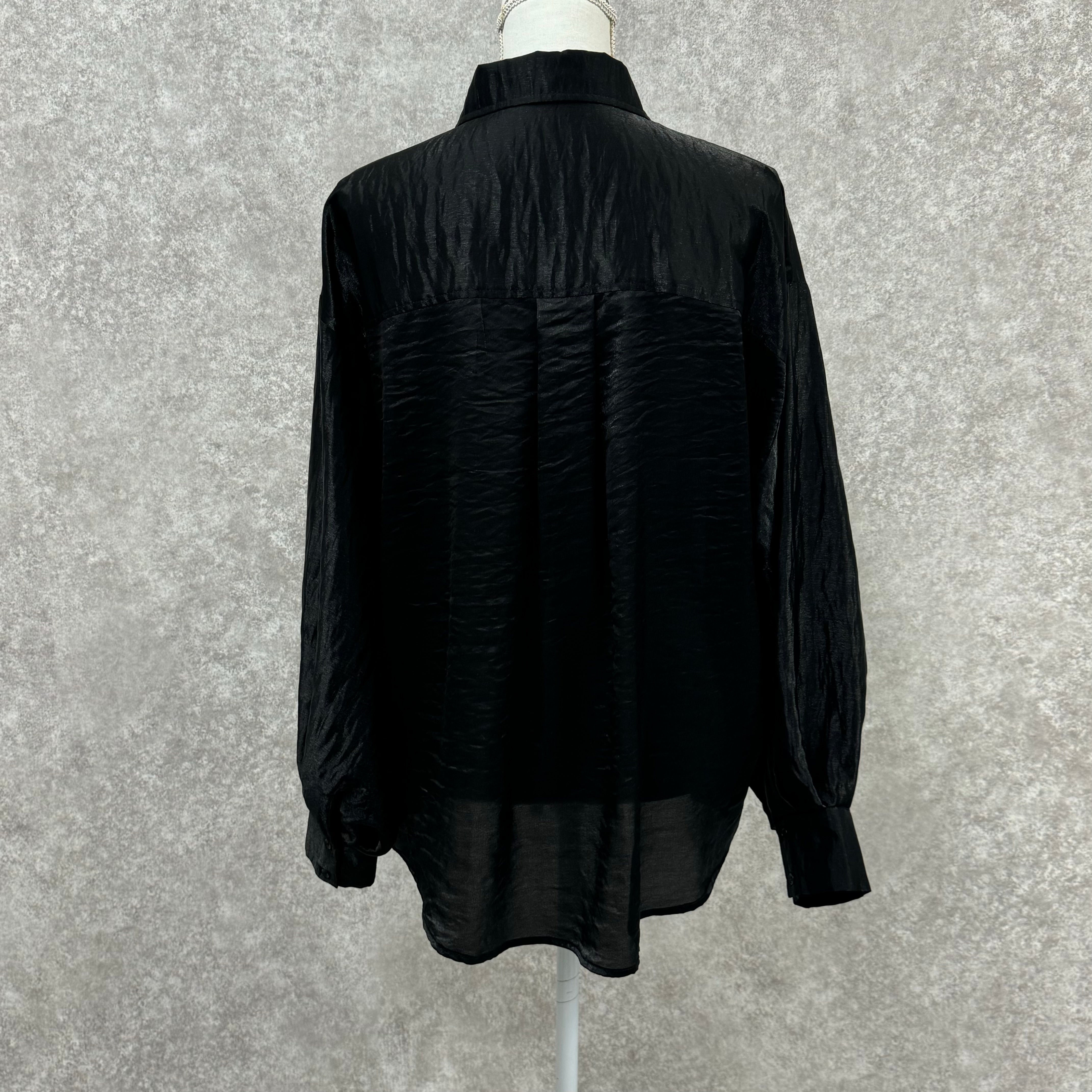 ラメシアーオーバサイズシャツ　ブラック　※10/7迄に順次発送予定