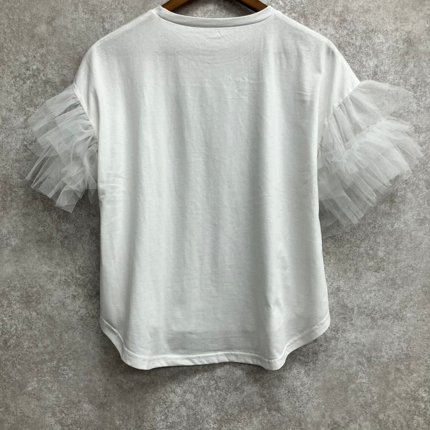 袖チュールカットソー ホワイト※8/6～12迄に順次発送予定