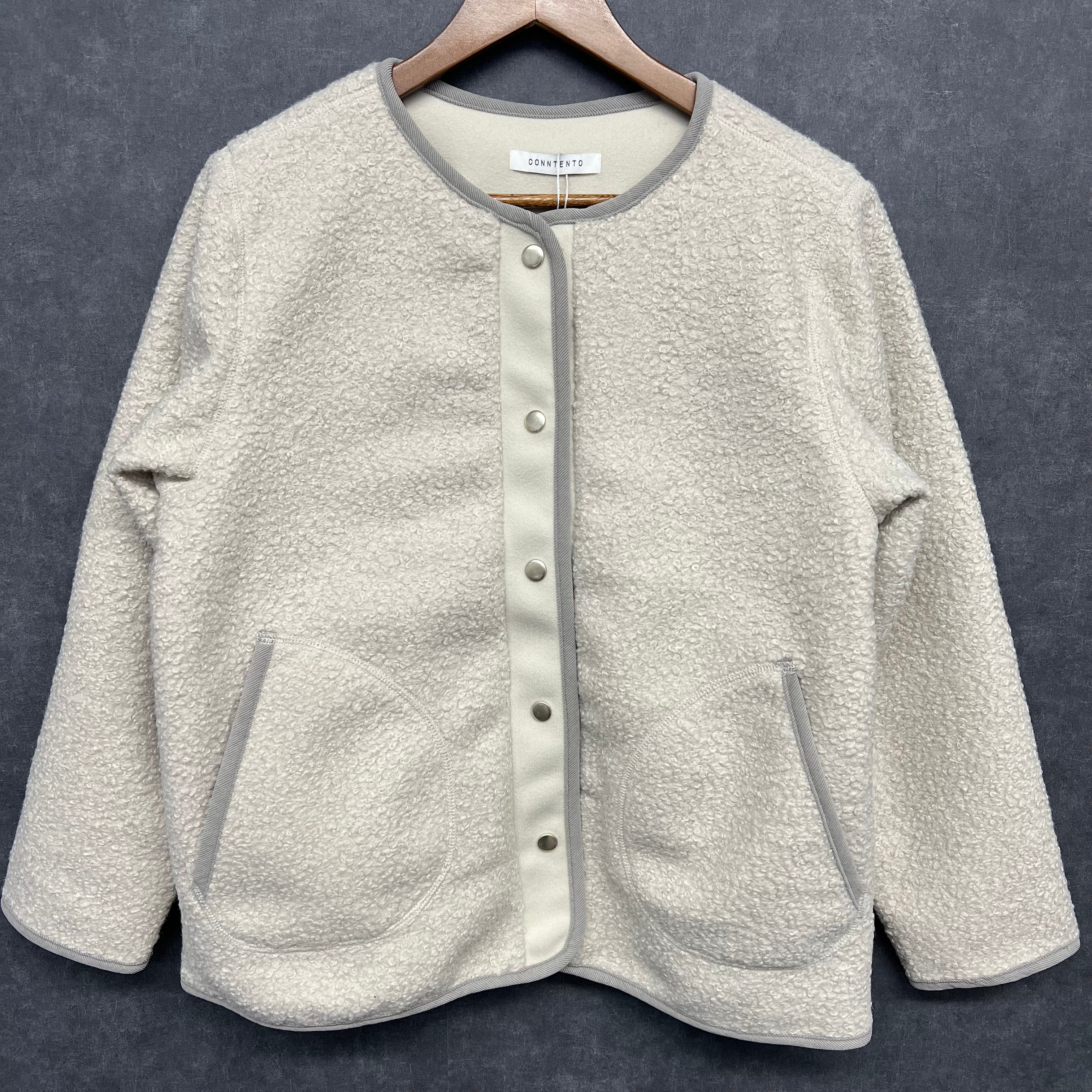 ノーカラーボアジャケット ベージュ ※10/21迄に順次発送予定