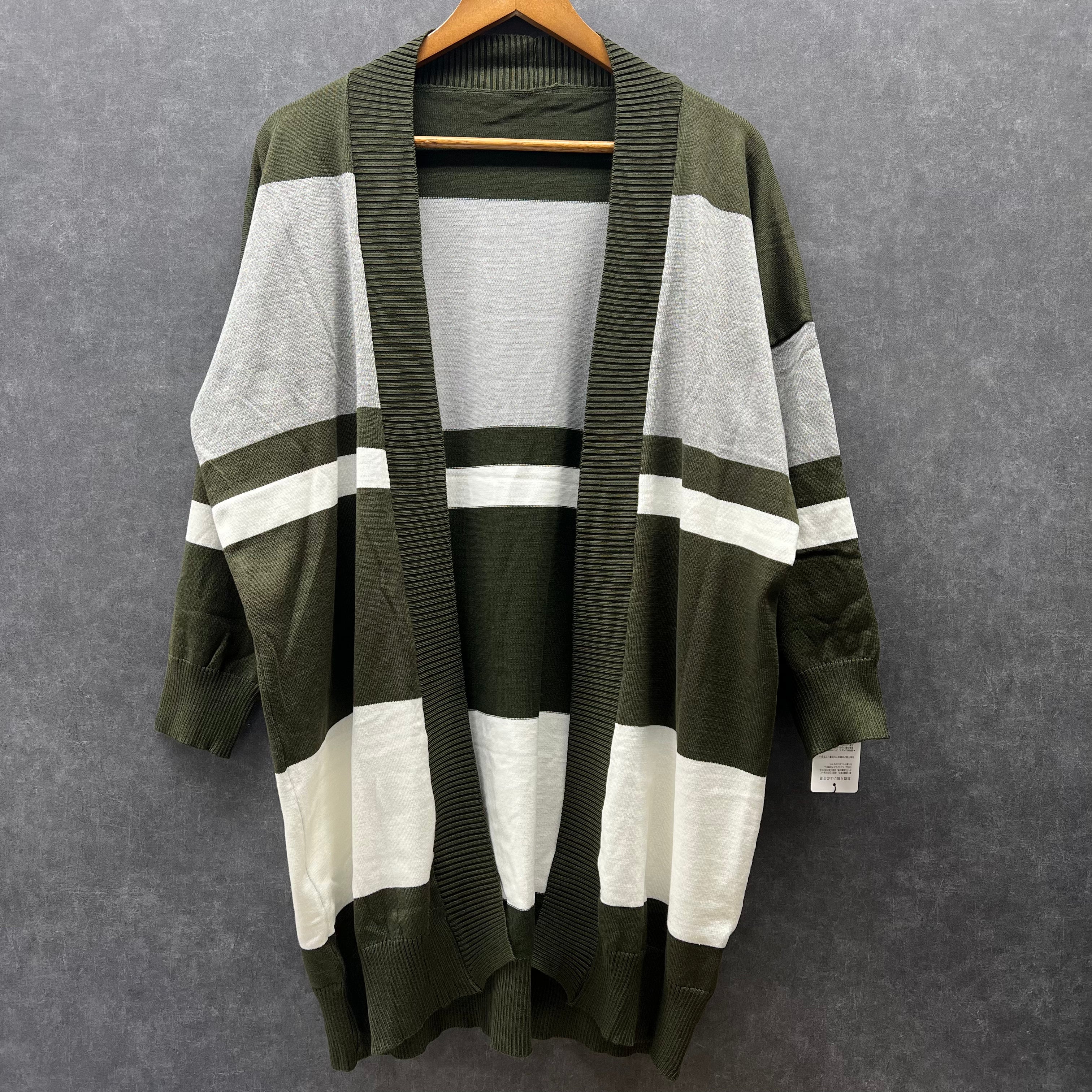 ボーダーカーディガン カーキ ※4/9～15迄に順次発送予定