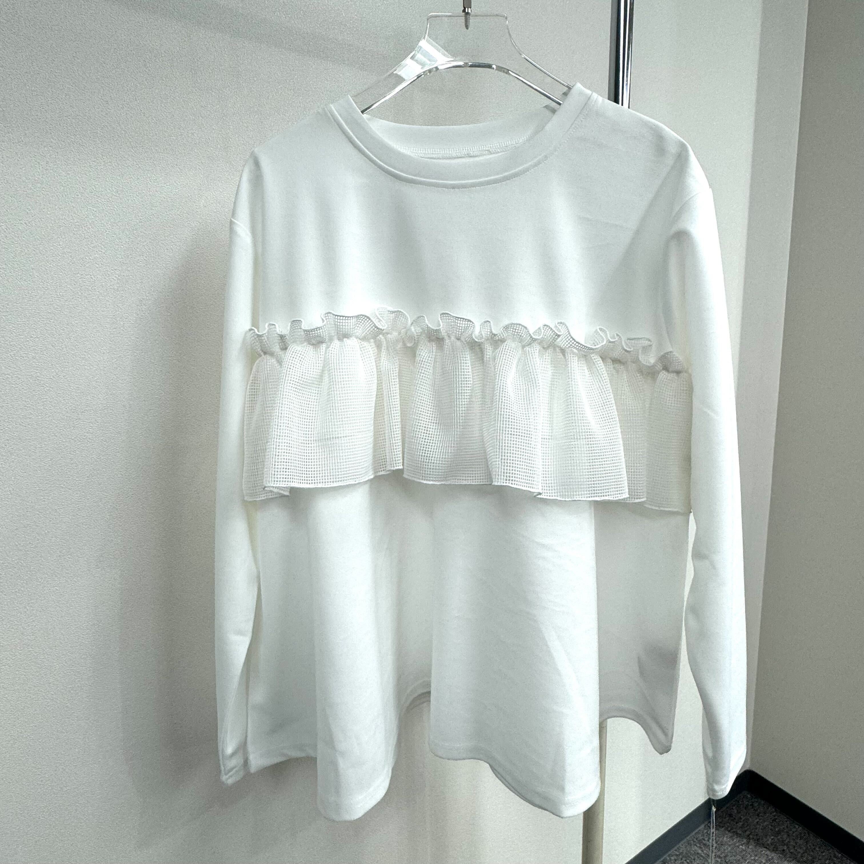 フリルデザインカットソー ホワイト※1月上旬迄に順次発送予定