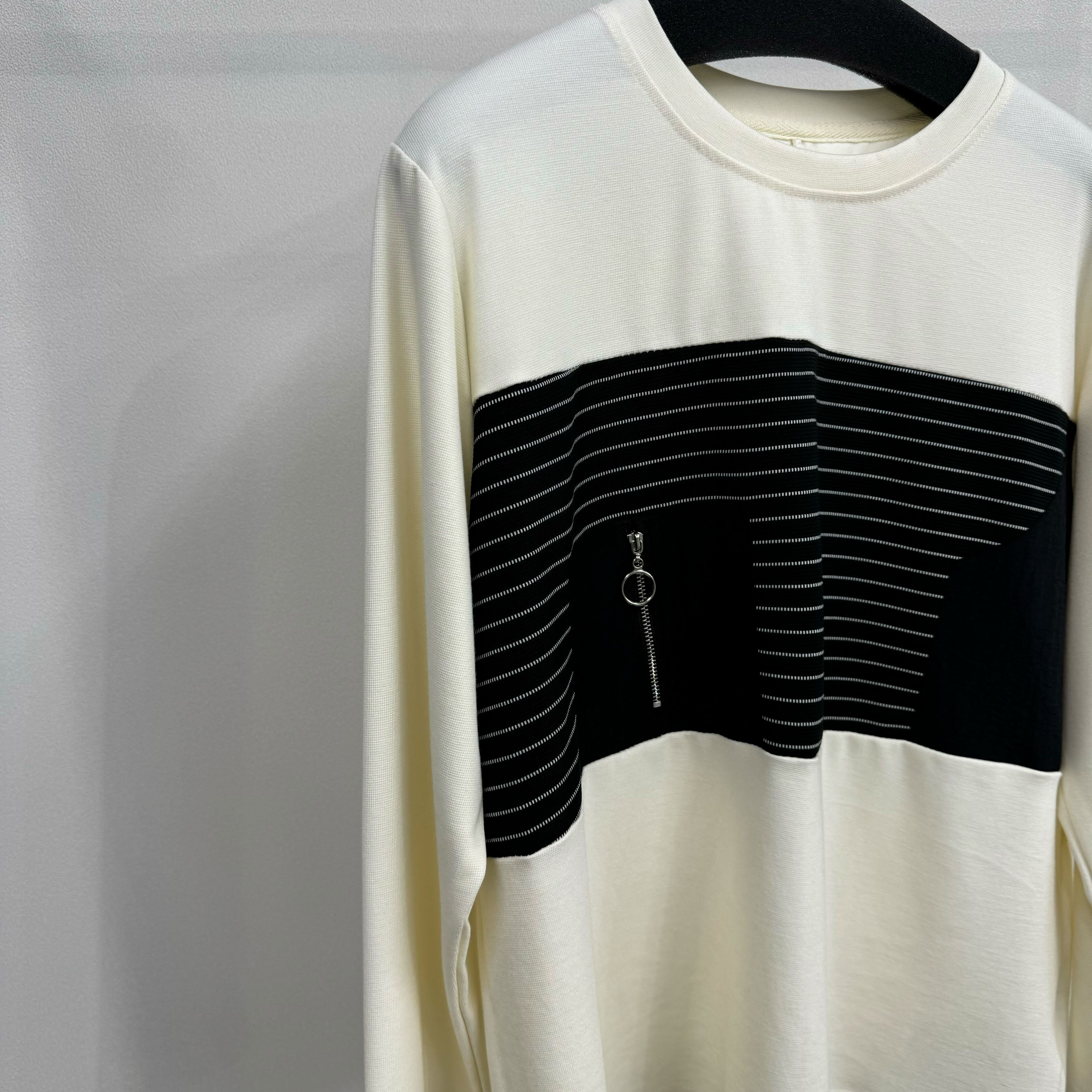 ボーダーデザインカットソー アイボリー※1月上旬迄に順次発送予定