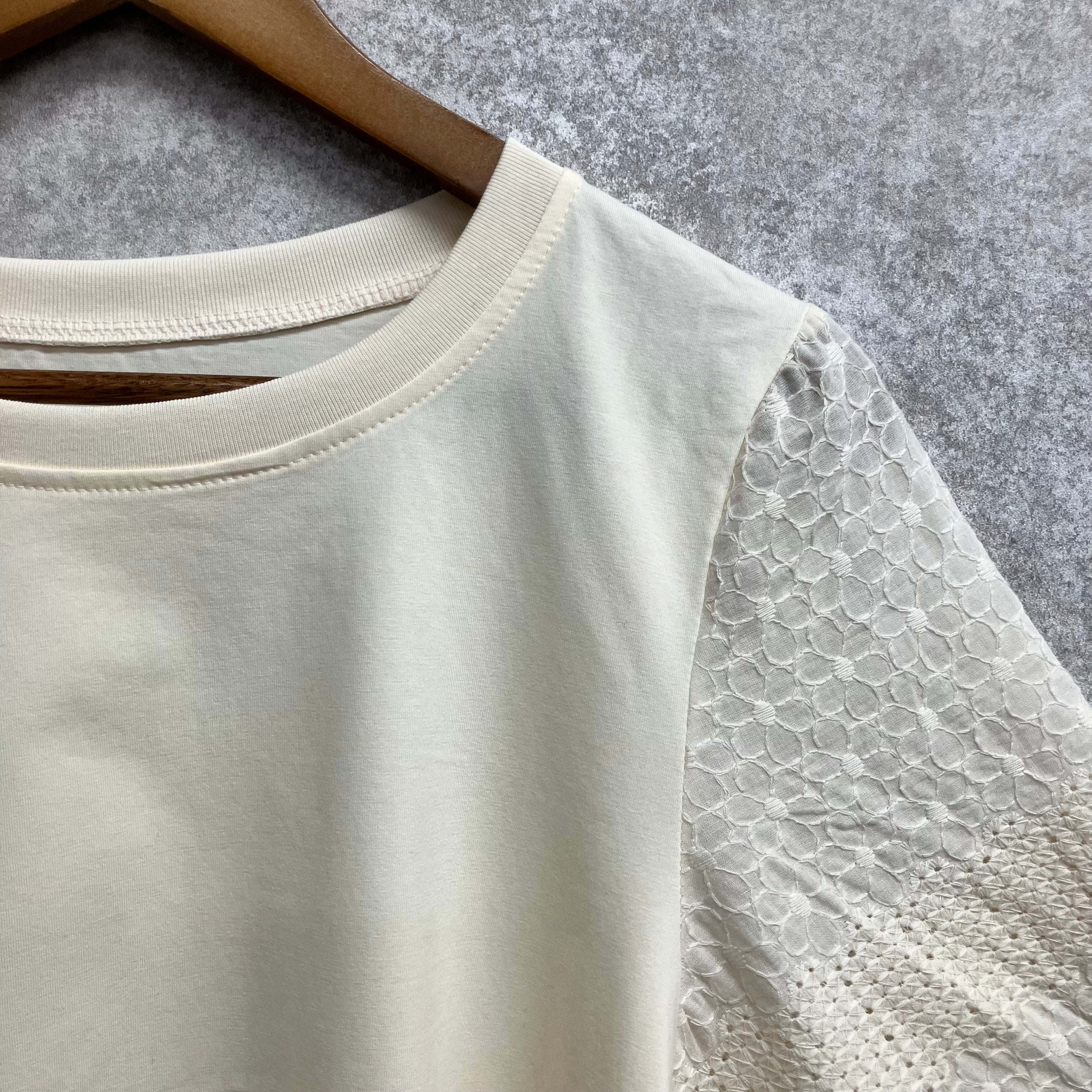 ドルマン袖レーストップス ベージュ※7/16～22迄に順次発送予定