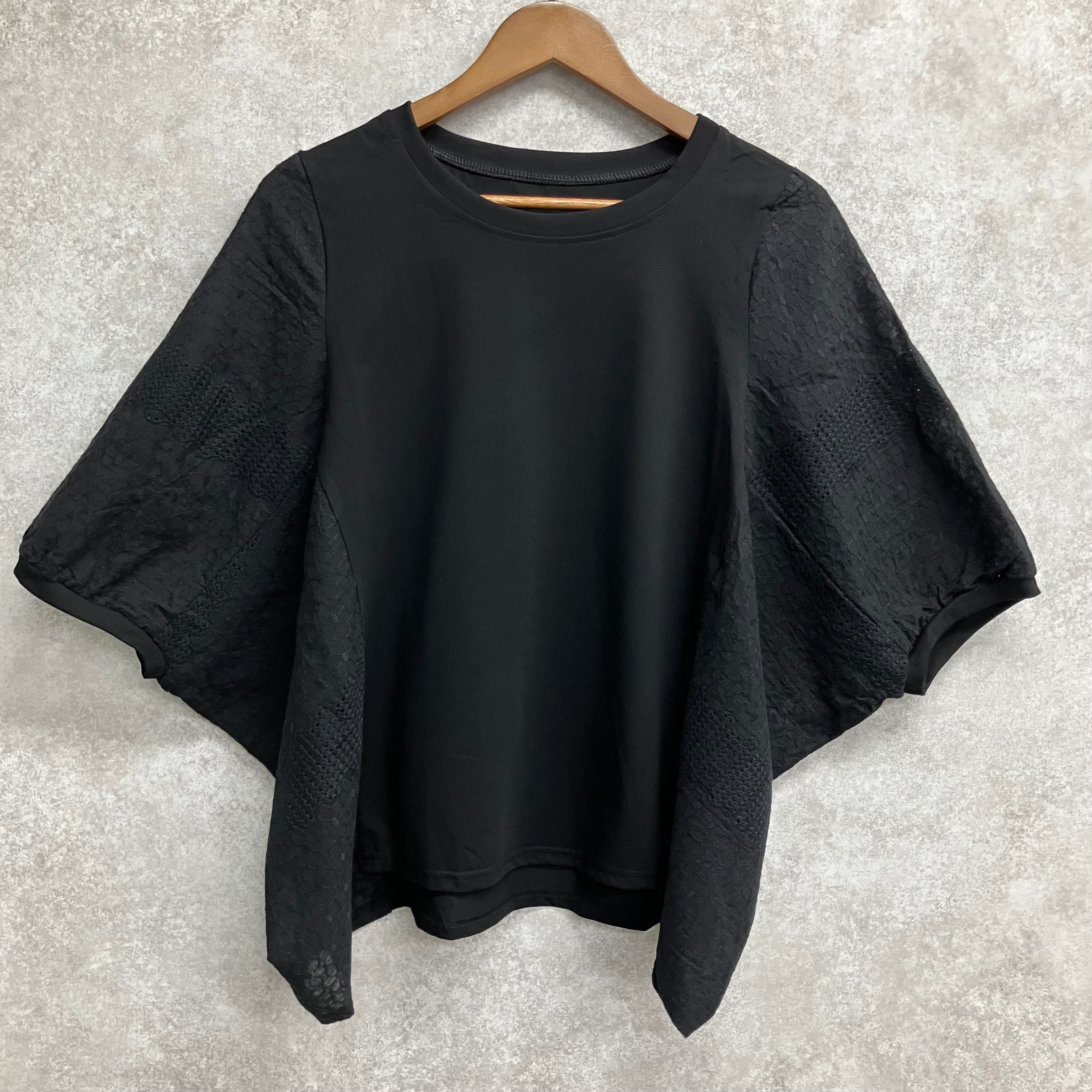 ドルマン袖レーストップス ブラック※7/16～22迄に順次発送予定