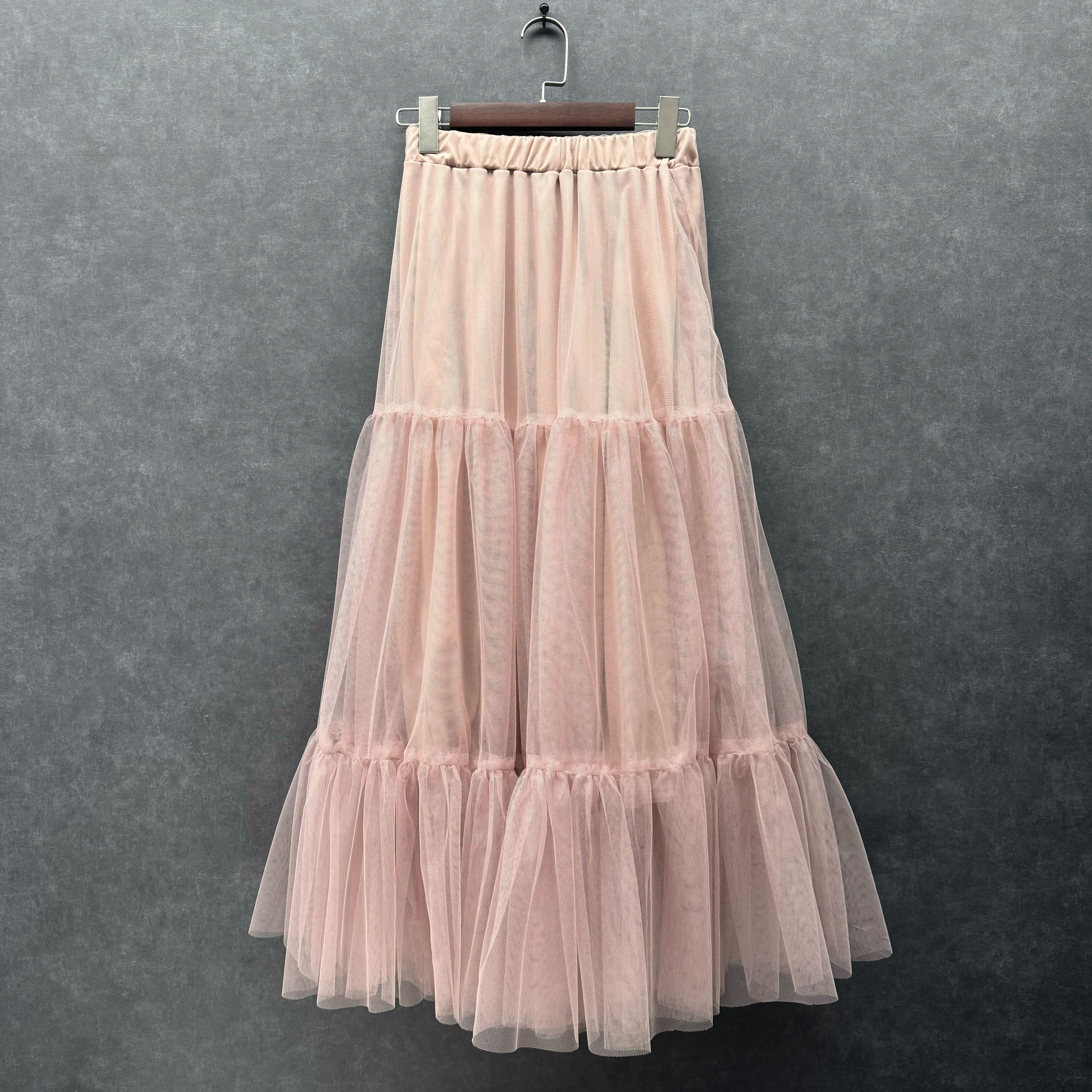 チュールティアードフレアスカート ピンク※4/1迄に順次発送予定