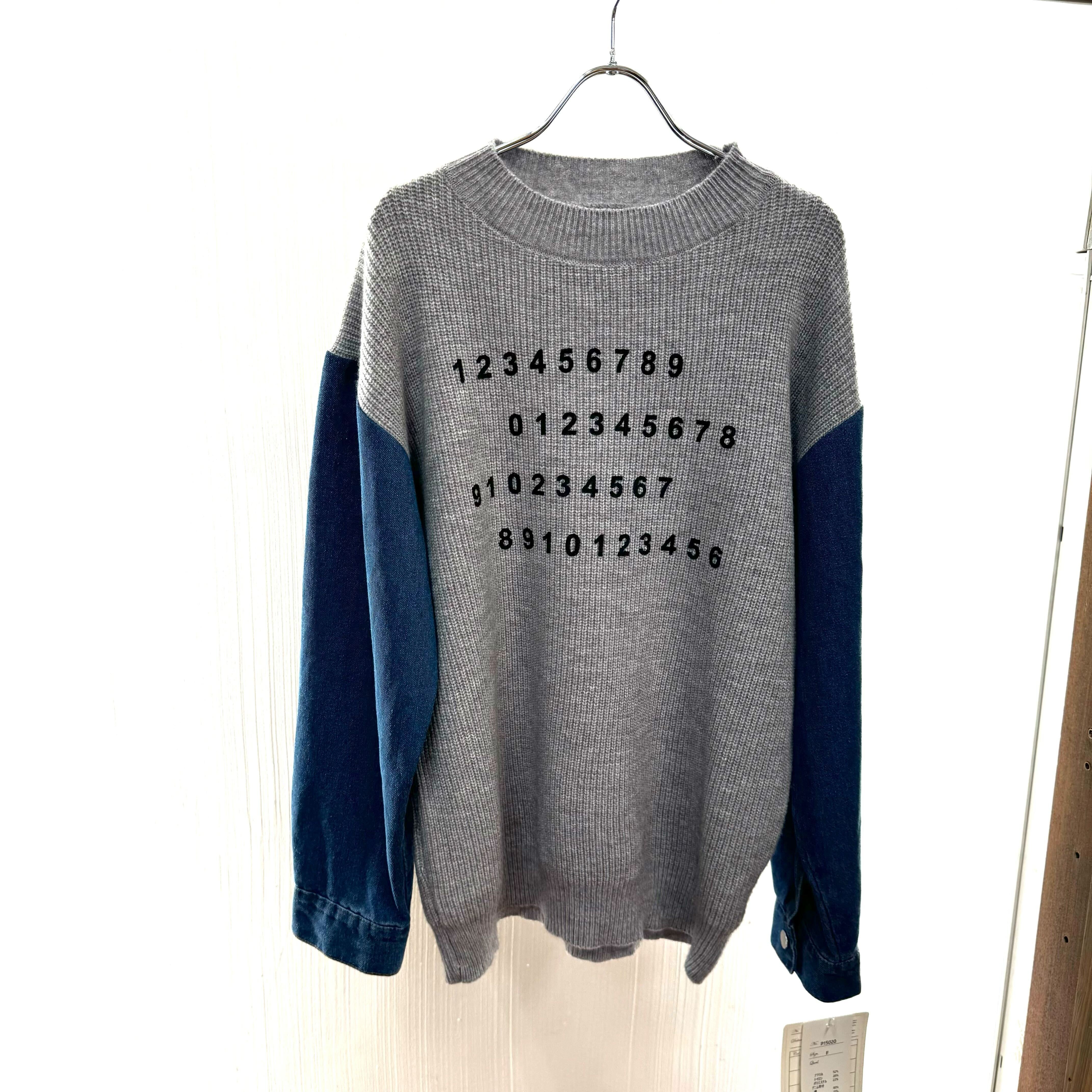 バイカラーナンバーニット　グレー　※1月上旬迄に順次発送予定