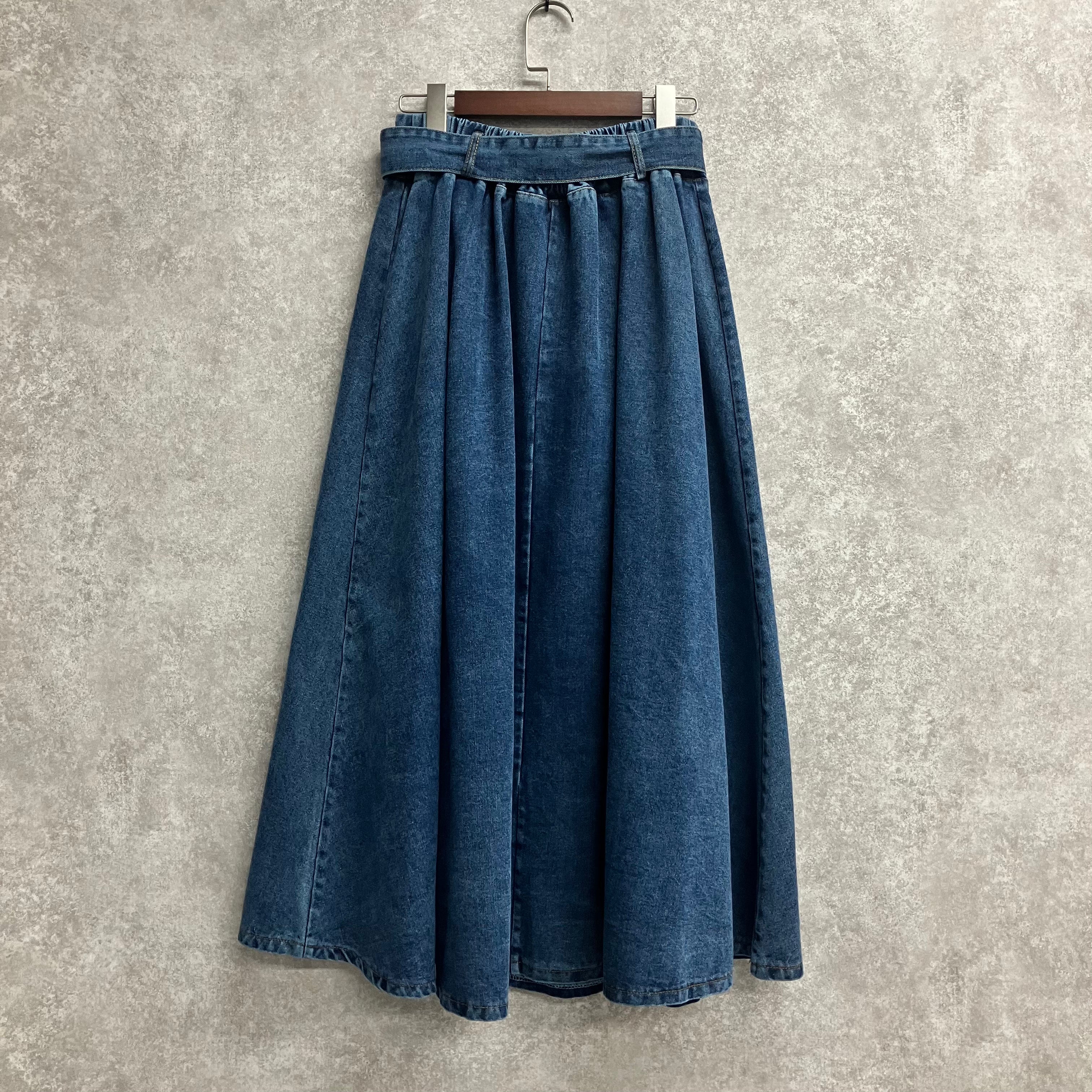 ベルト付きデニムスカート ブルー※4/23~29までに順次配送予定