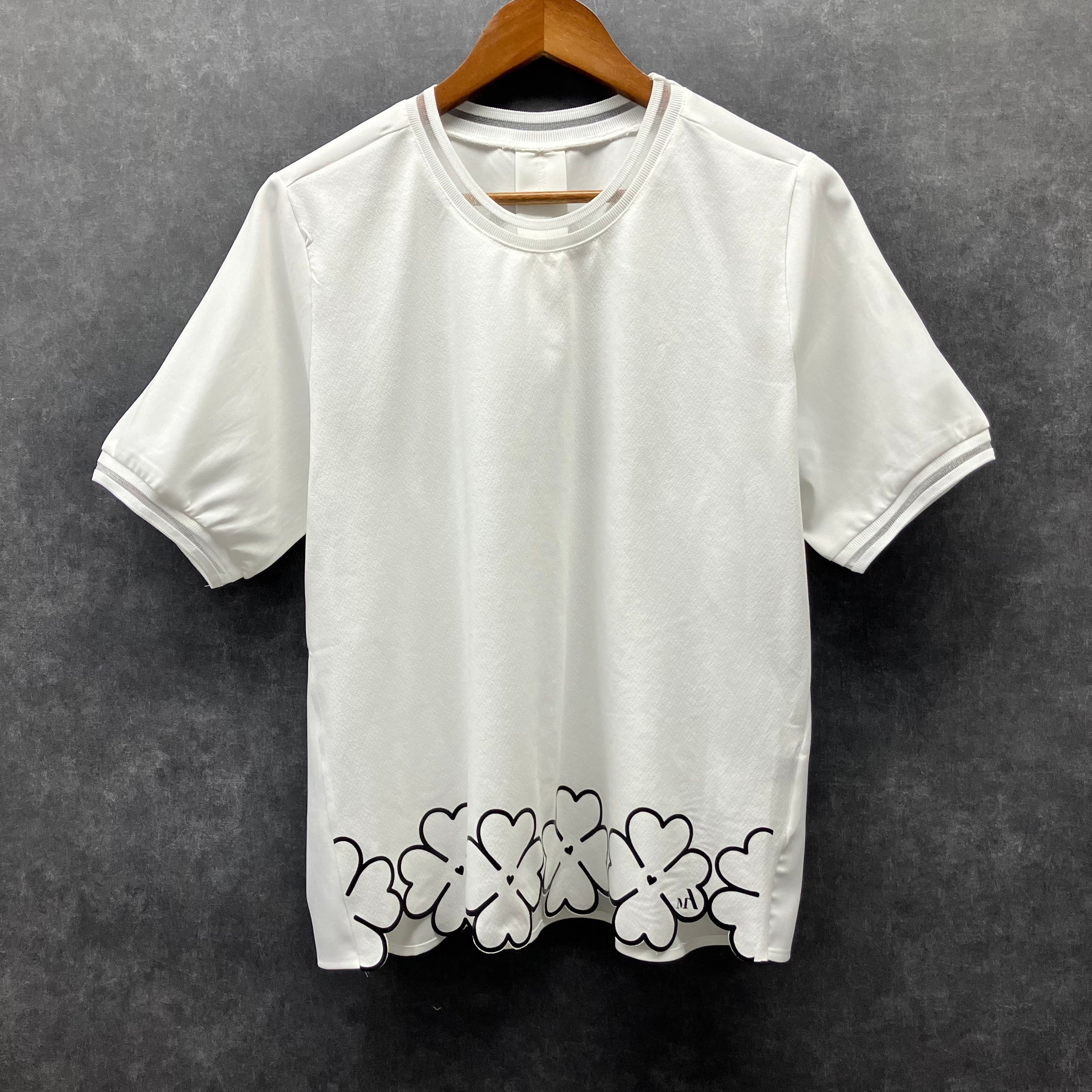 裾花柄Tシャツ　ホワイト※9/9～15迄に順次発送予定