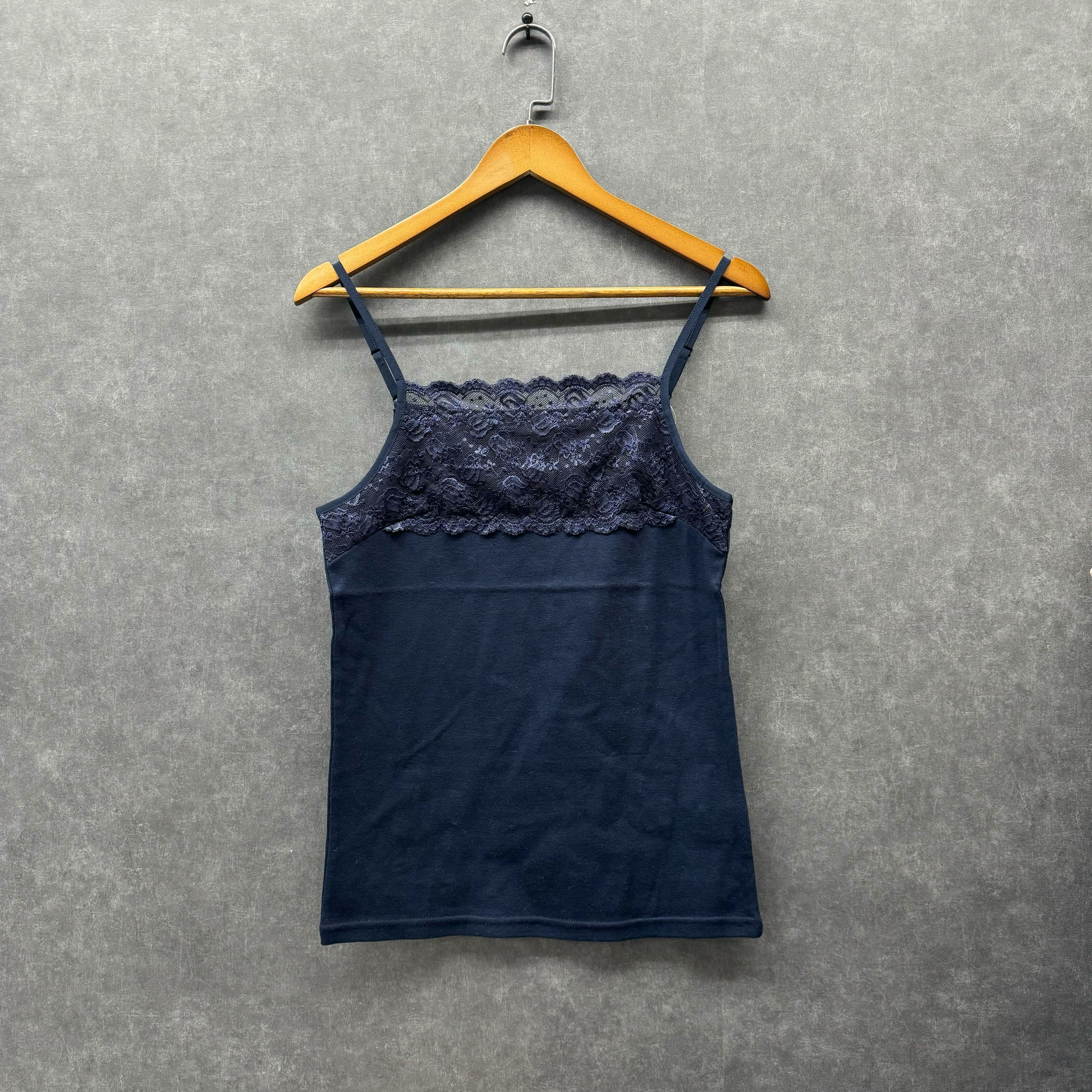 コットンレースキャミソール ネイビー※5/21～27迄に順次発送予定