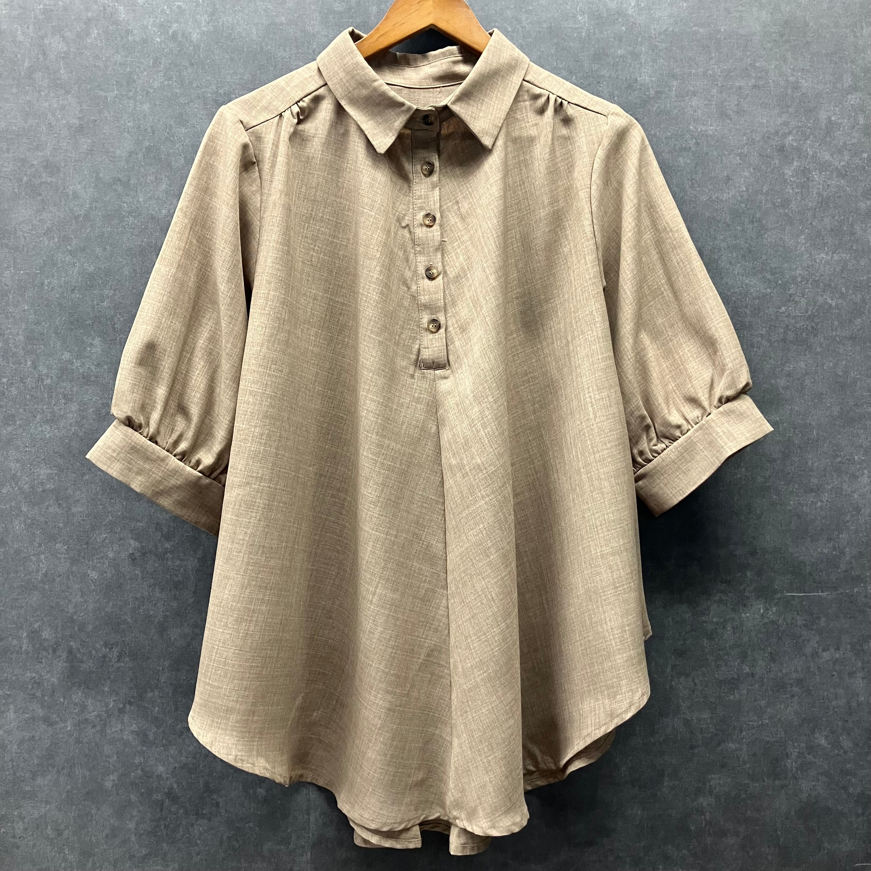 半袖ブラウス　モカ※4/9～15迄に順次発送予定