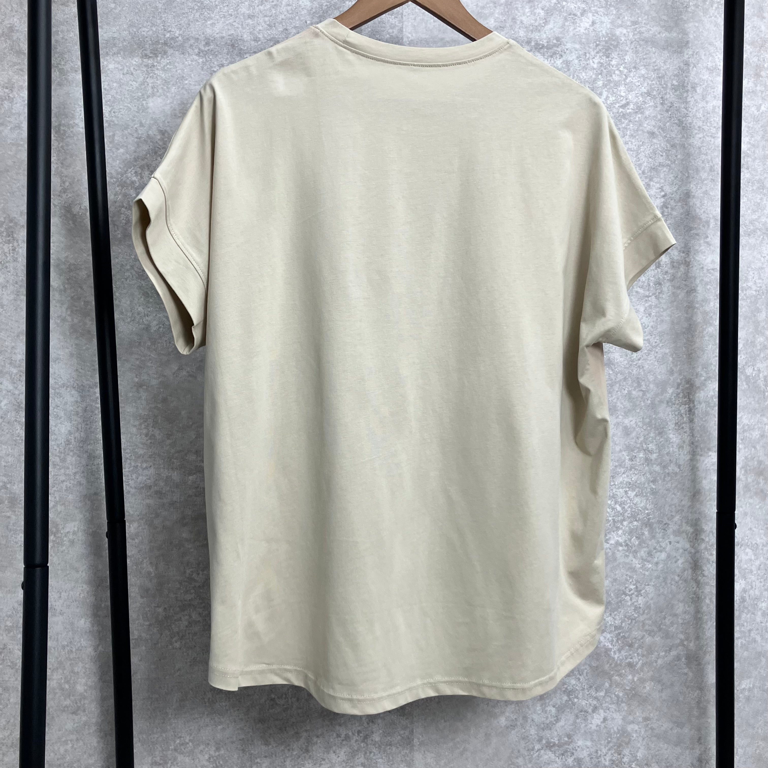 プリントレースTシャツ　ベージュ※7/23～29迄に順次発送予定