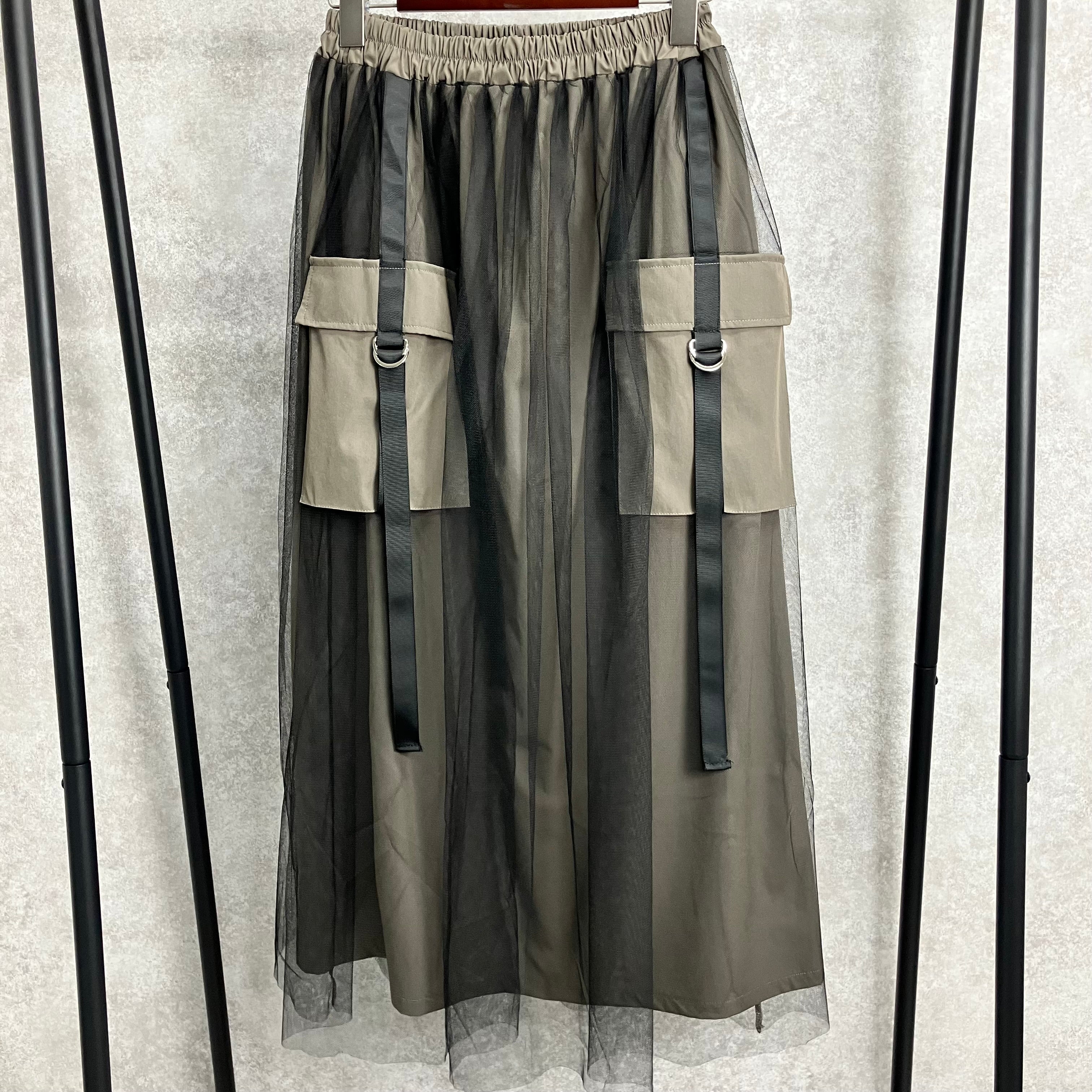 ポケット付きチュールスカート　モカ※5/21～27迄に順次発送予定