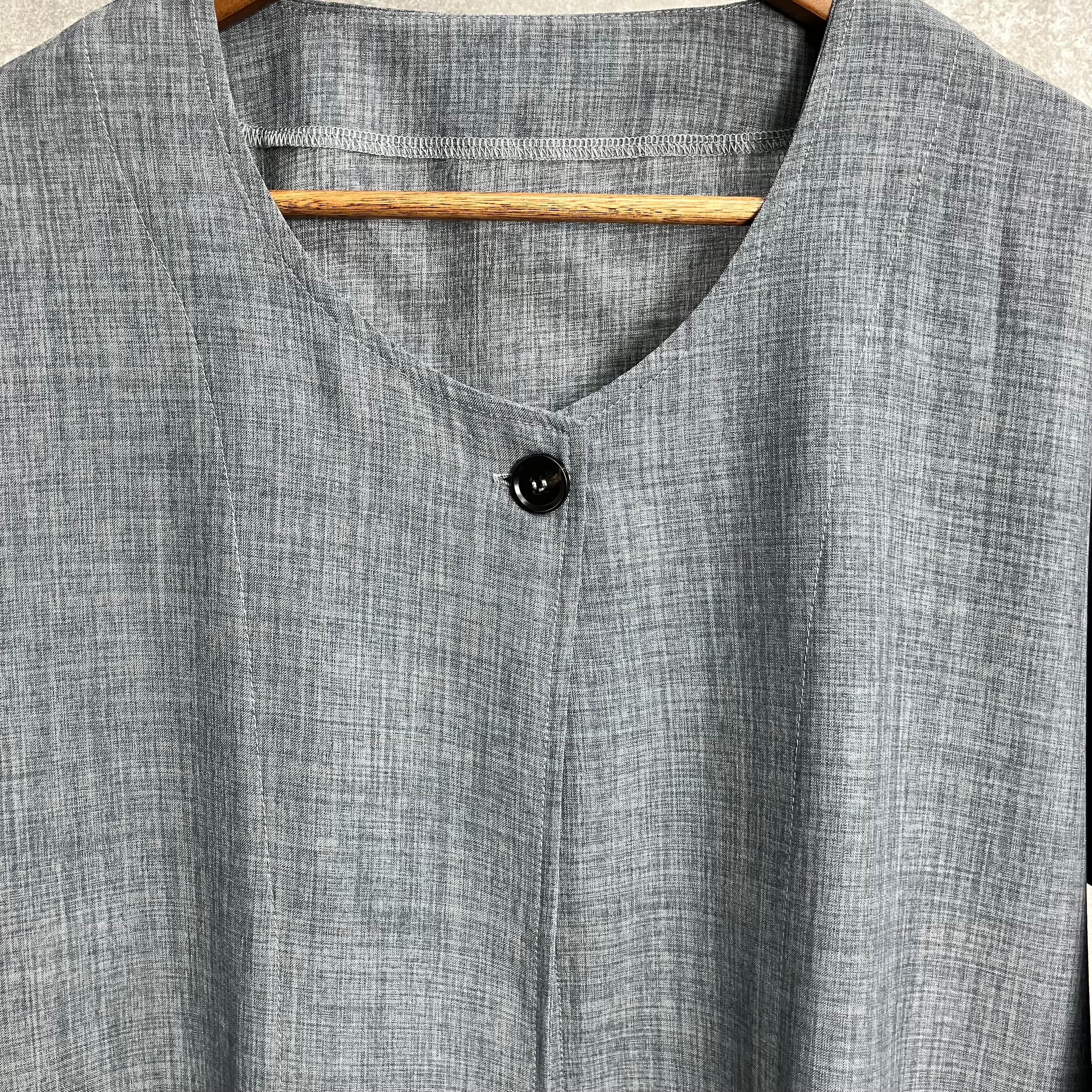 ノーカラーロングジャケット　チャコール※4/23~29までに順次配送予定