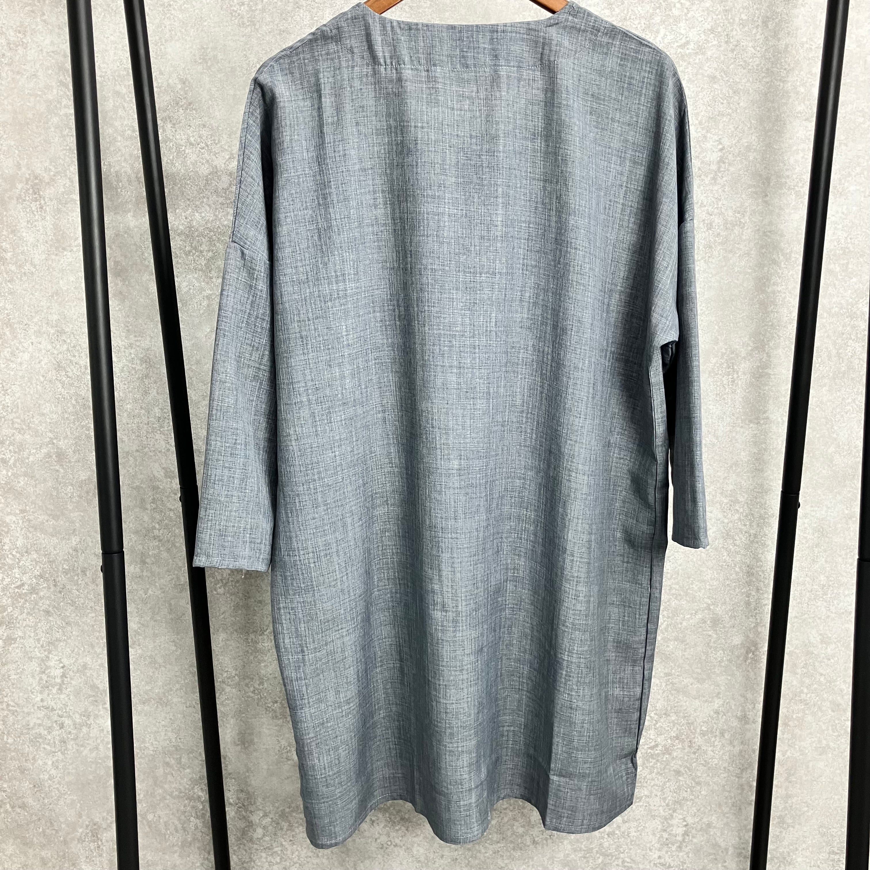 ノーカラーロングジャケット　チャコール※4/23~29までに順次配送予定