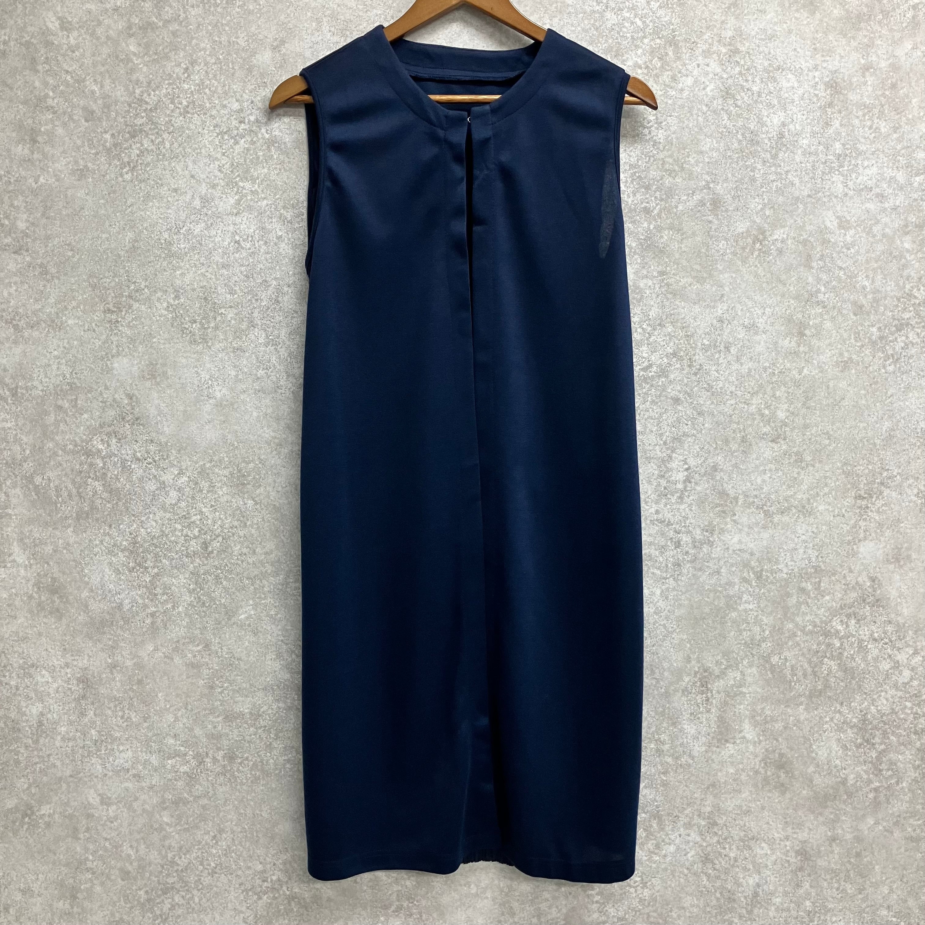 バックプリーツロングベスト　ネイビー ※5/21～27迄に順次発送予定