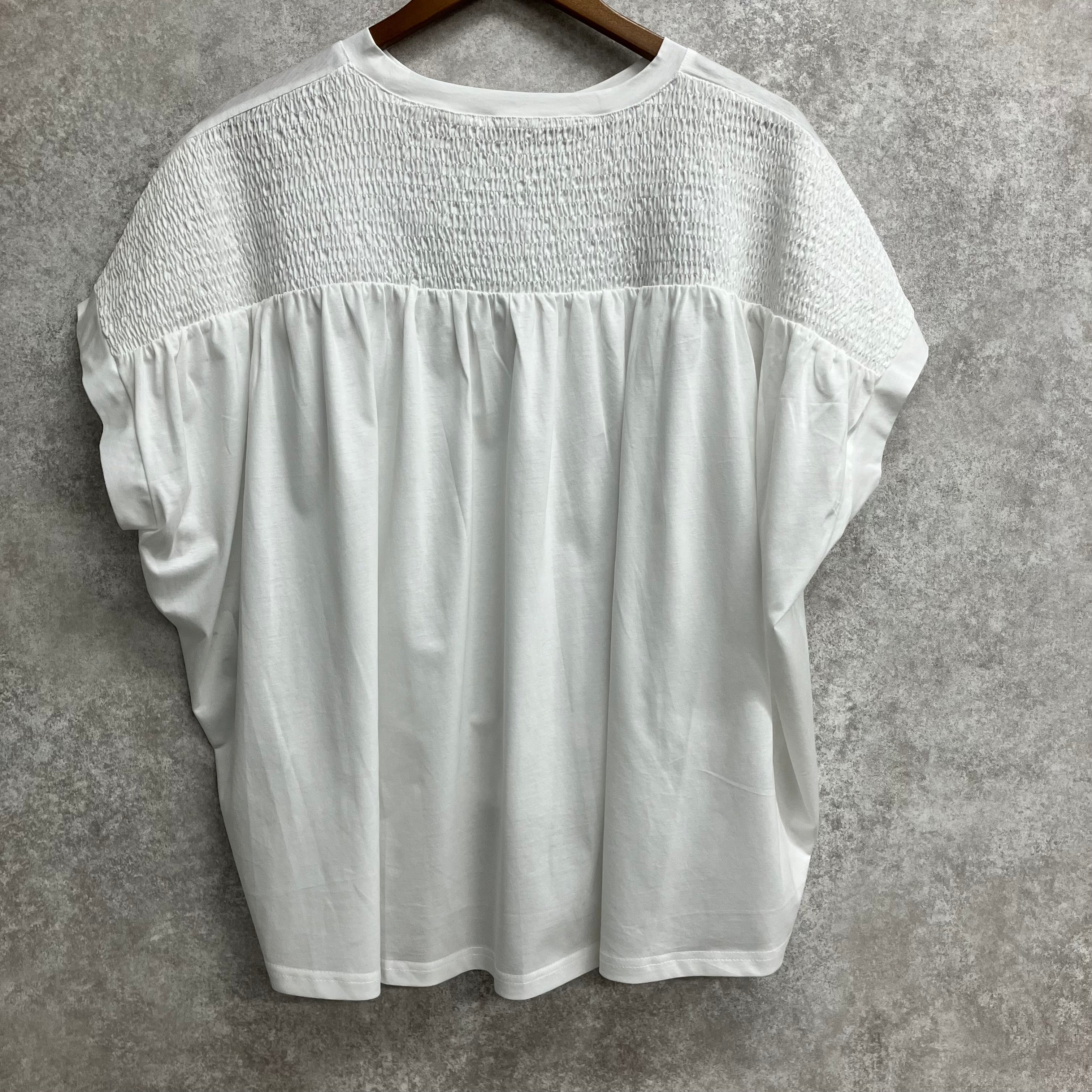 切替シャーリングトップス オフホワイト ※5/21～27迄に順次発送予定