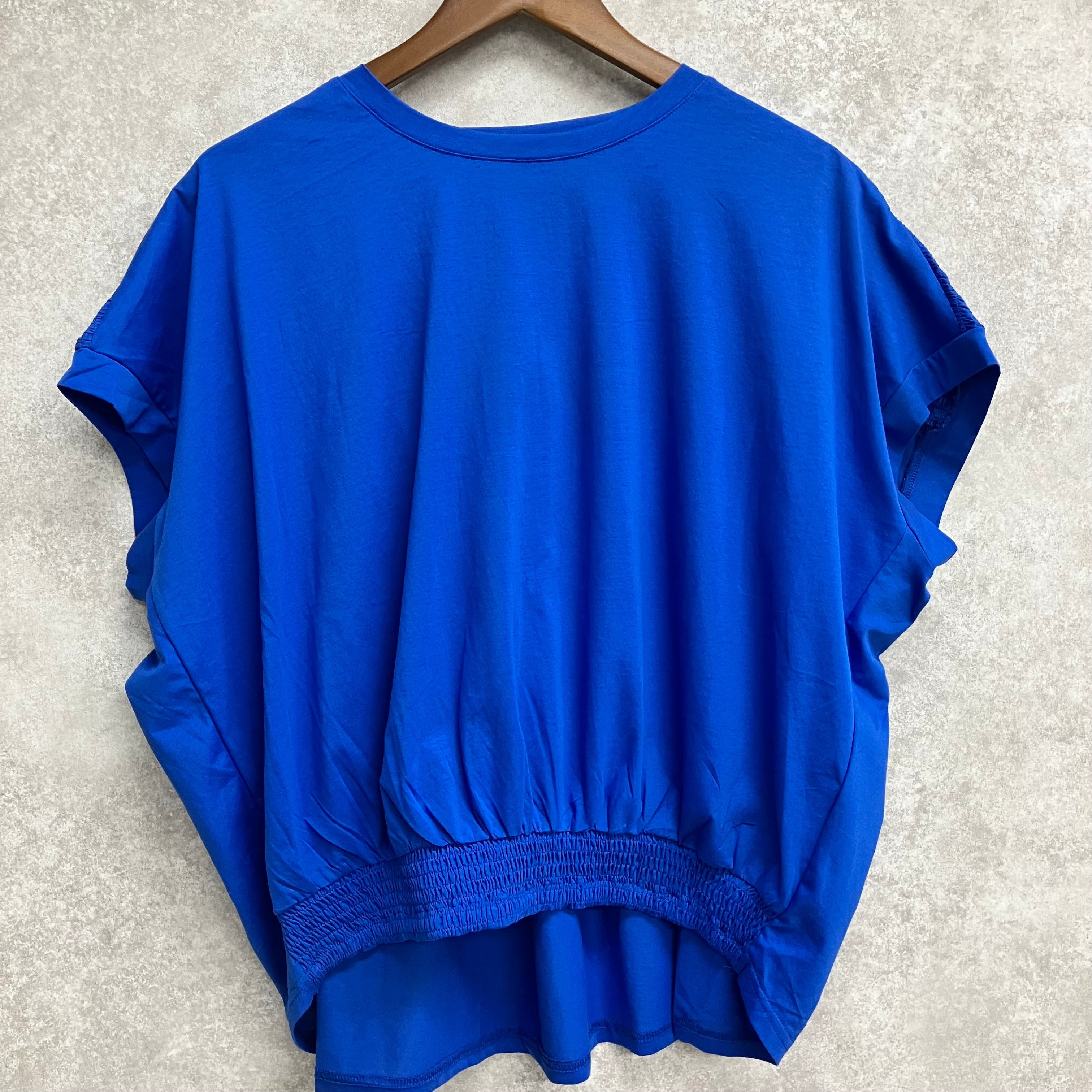 切替シャーリングトップス ブルー ※5/21～27迄に順次発送予定