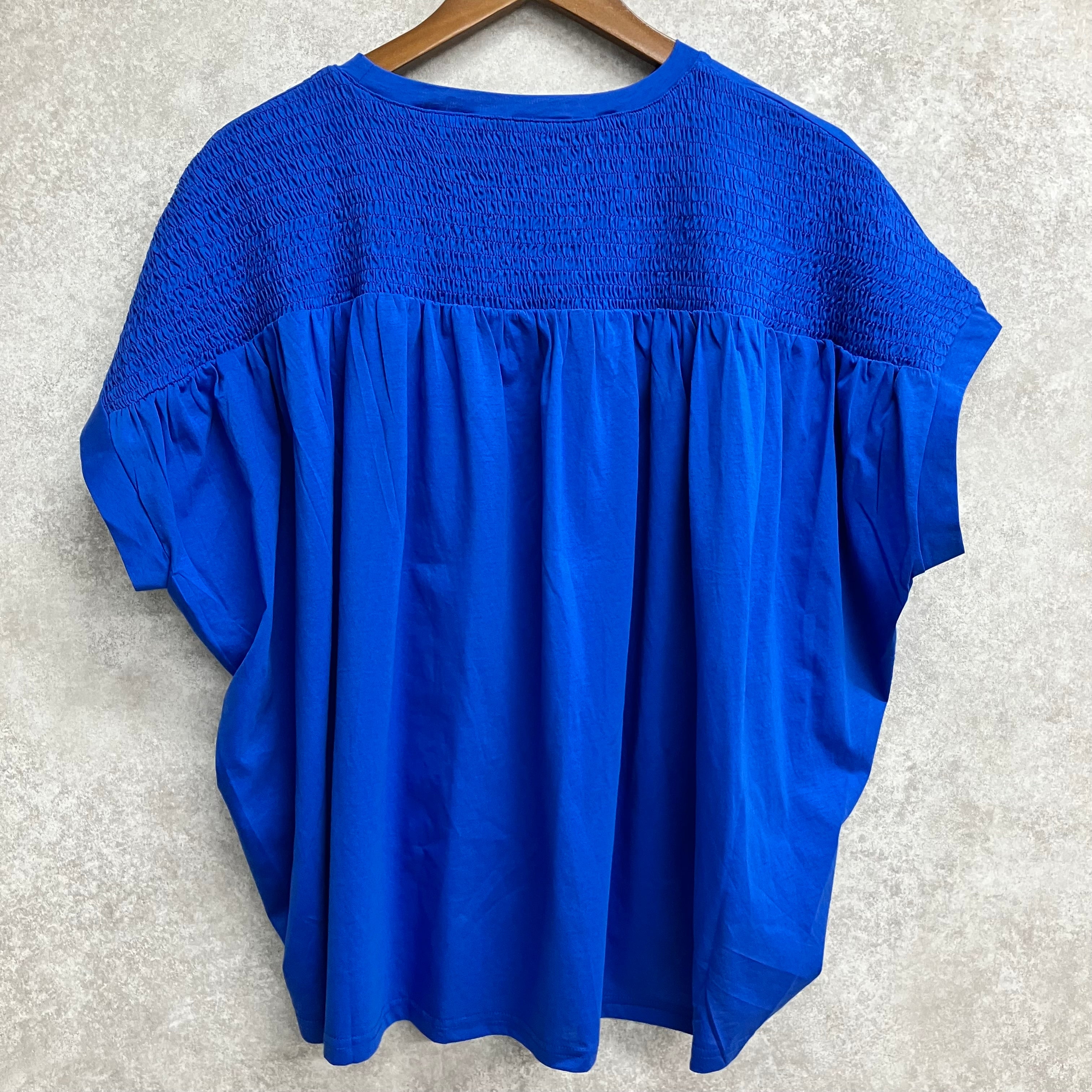 切替シャーリングトップス ブルー ※5/21～27迄に順次発送予定