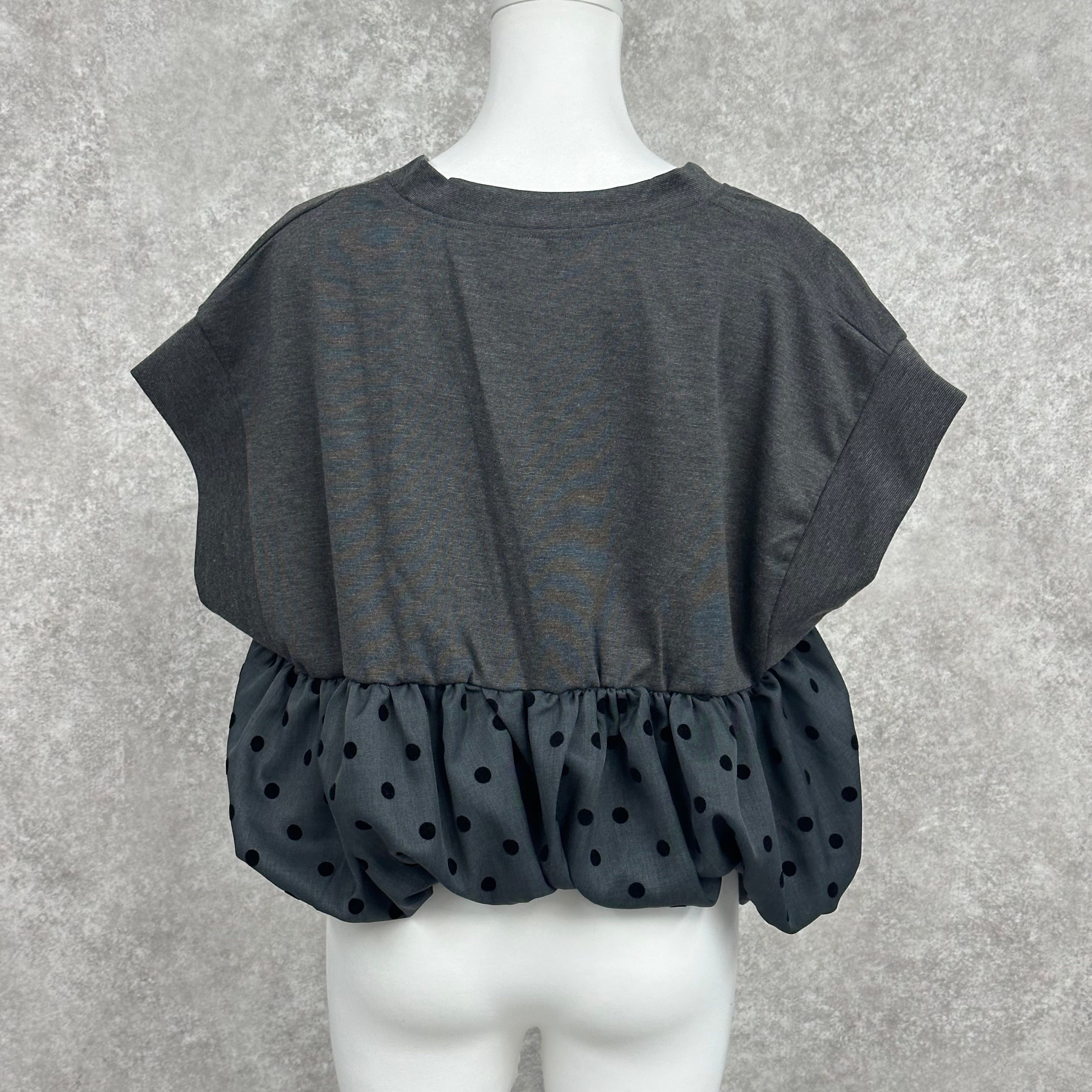 異素材ドット柄ベスト グレー※4/1迄に順次発送予定