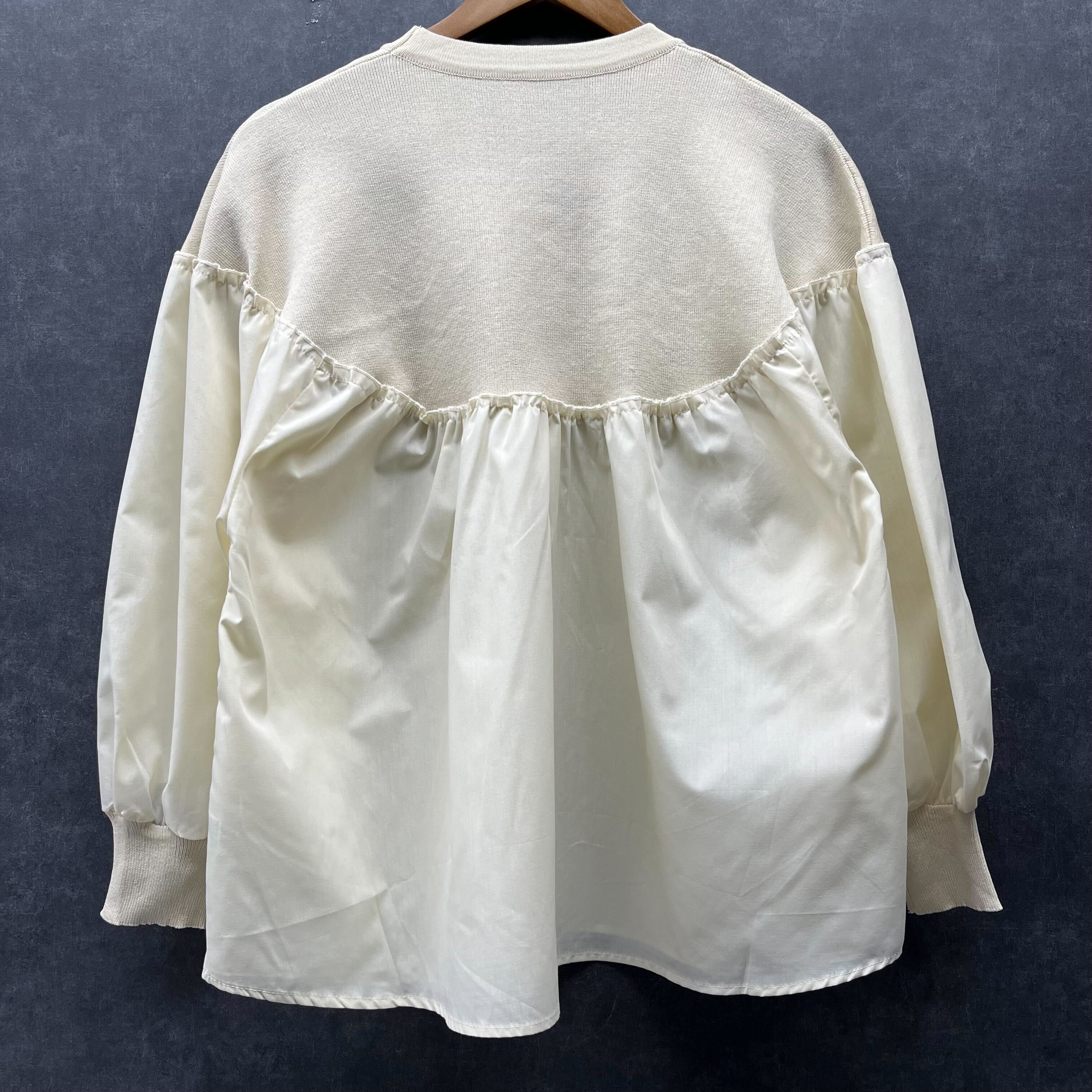 【在庫5点以下】異素材切替オーバーニット ベージュ※4/15迄に順次発送予定