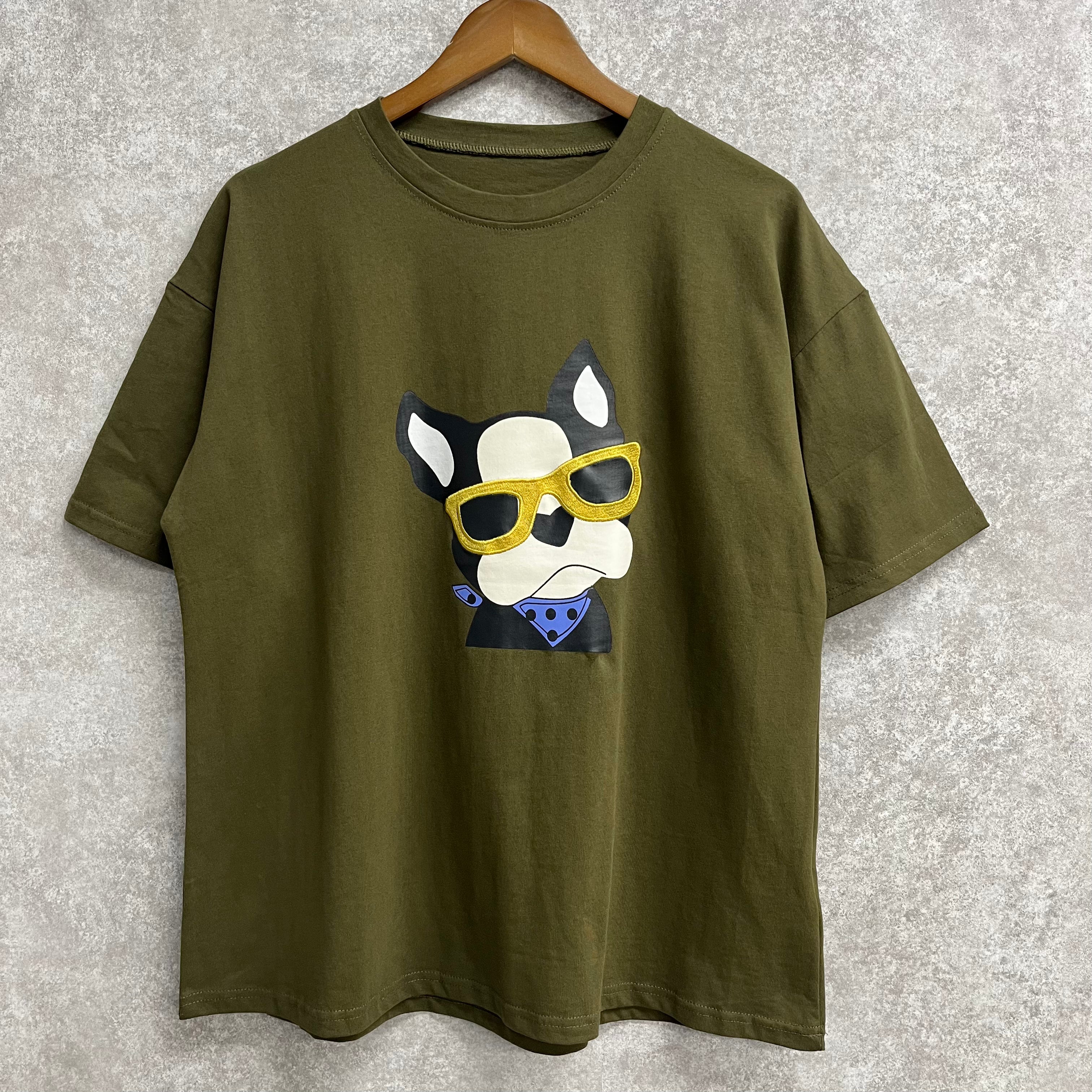 ドッググラフィックTシャツ カーキ※4/1迄に順次発送予定