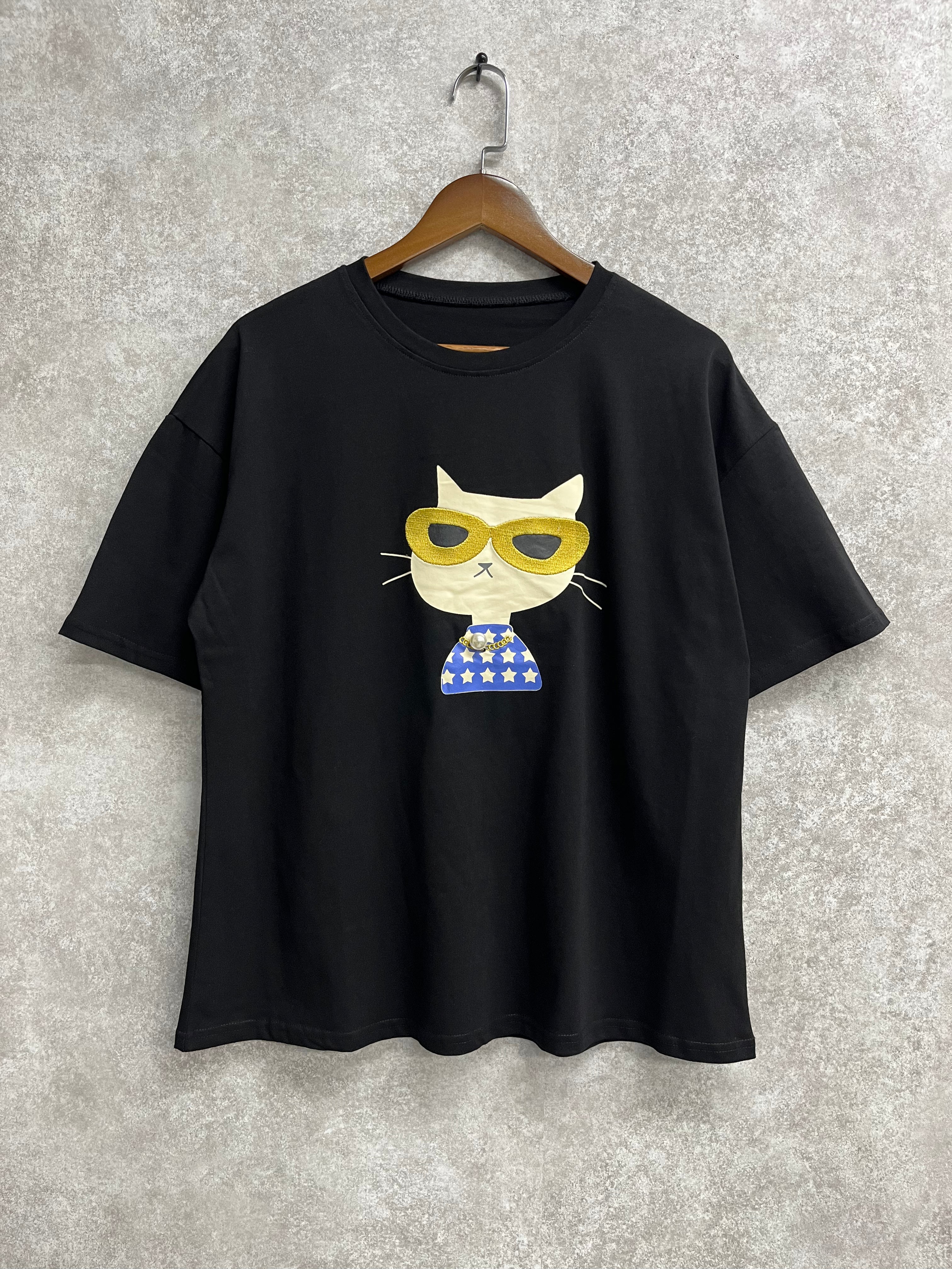 ネコパールグラフィックTシャツ ブラック ※4/1迄に順次発送予定