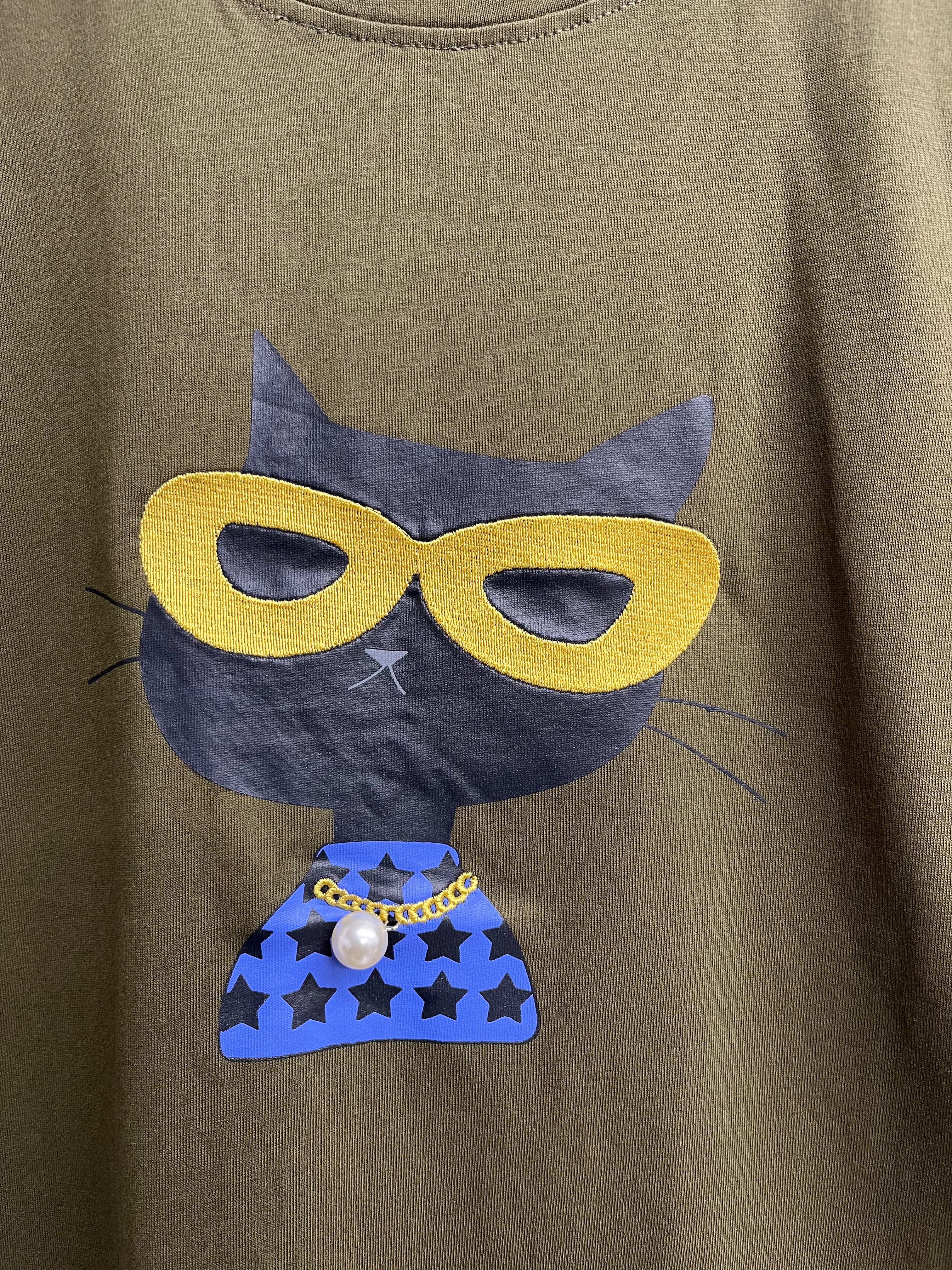 ネコパールグラフィックTシャツ カーキ※5/28～6/3迄に順次発送予定