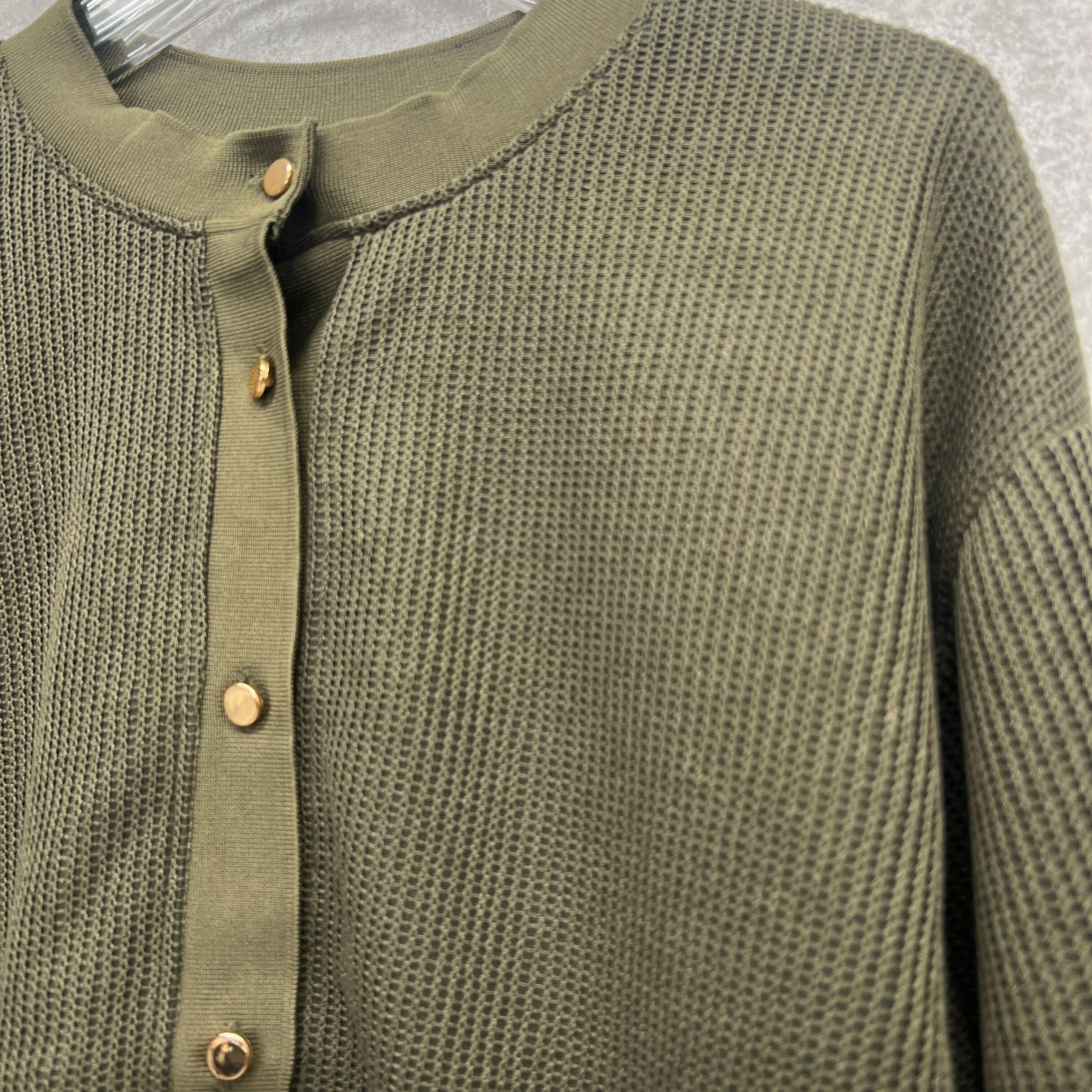 ワッフルブルゾンカーディガン カーキ ※10/15迄に順次発送予定