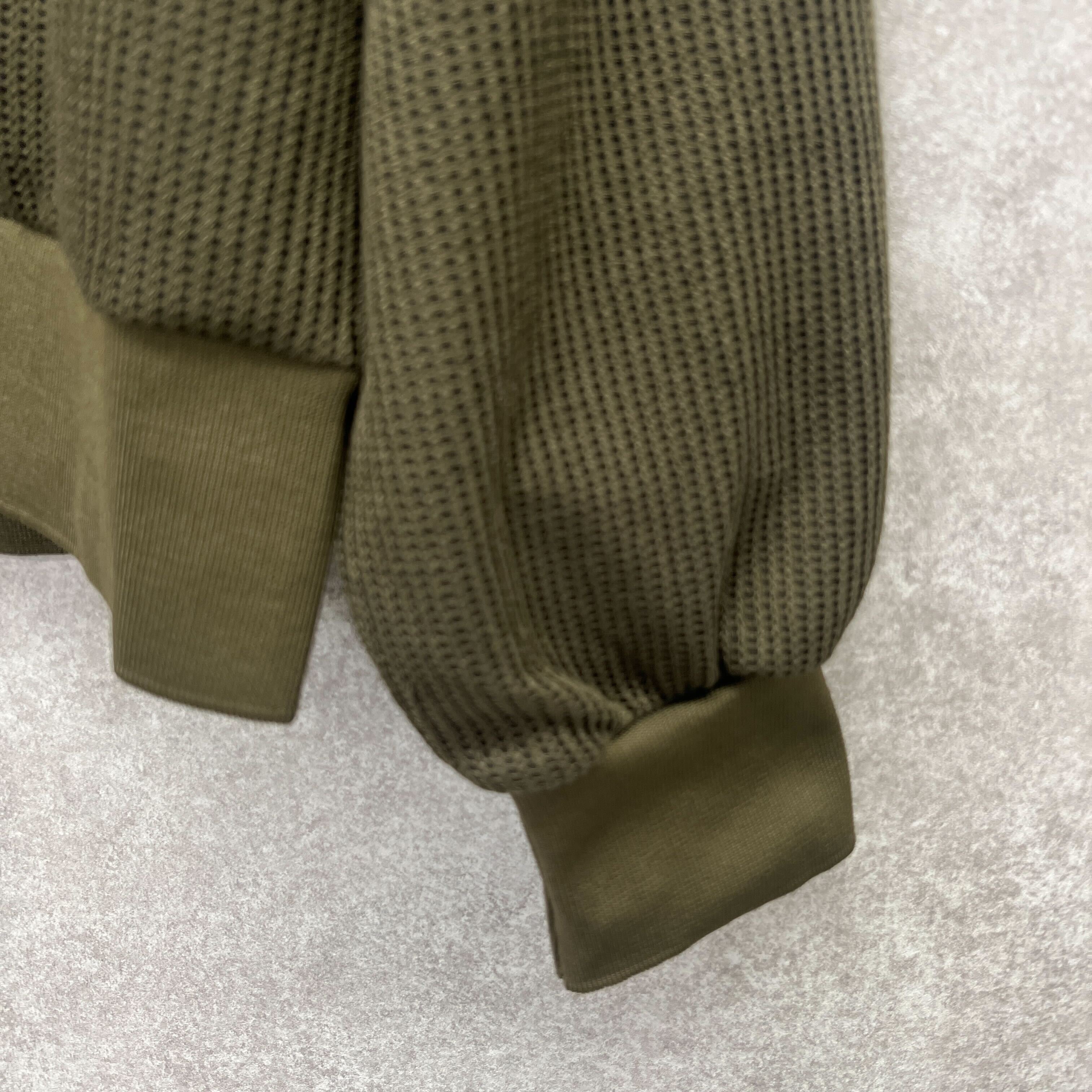 ワッフルブルゾンカーディガン カーキ ※10/15迄に順次発送予定