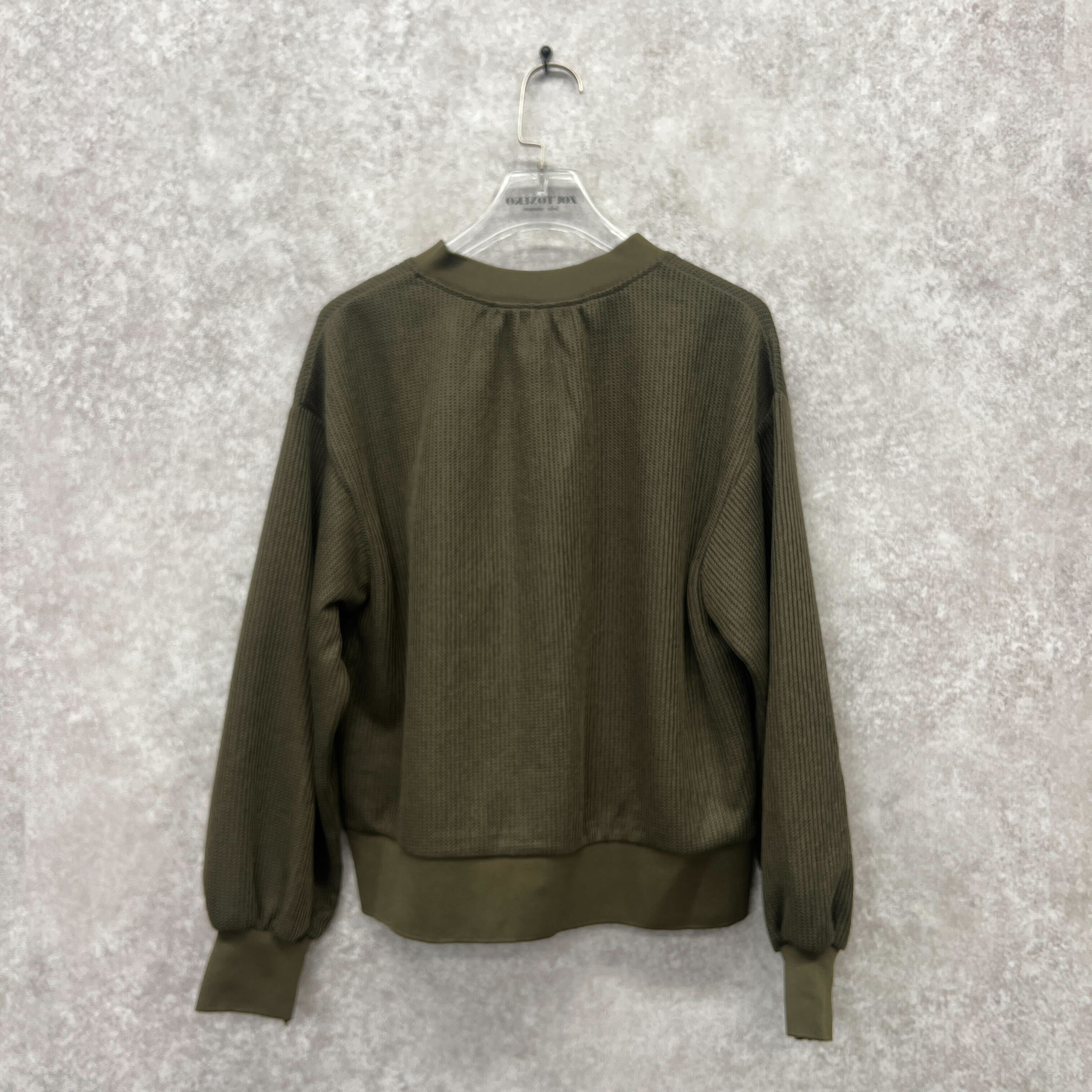 ワッフルブルゾンカーディガン カーキ ※10/15迄に順次発送予定