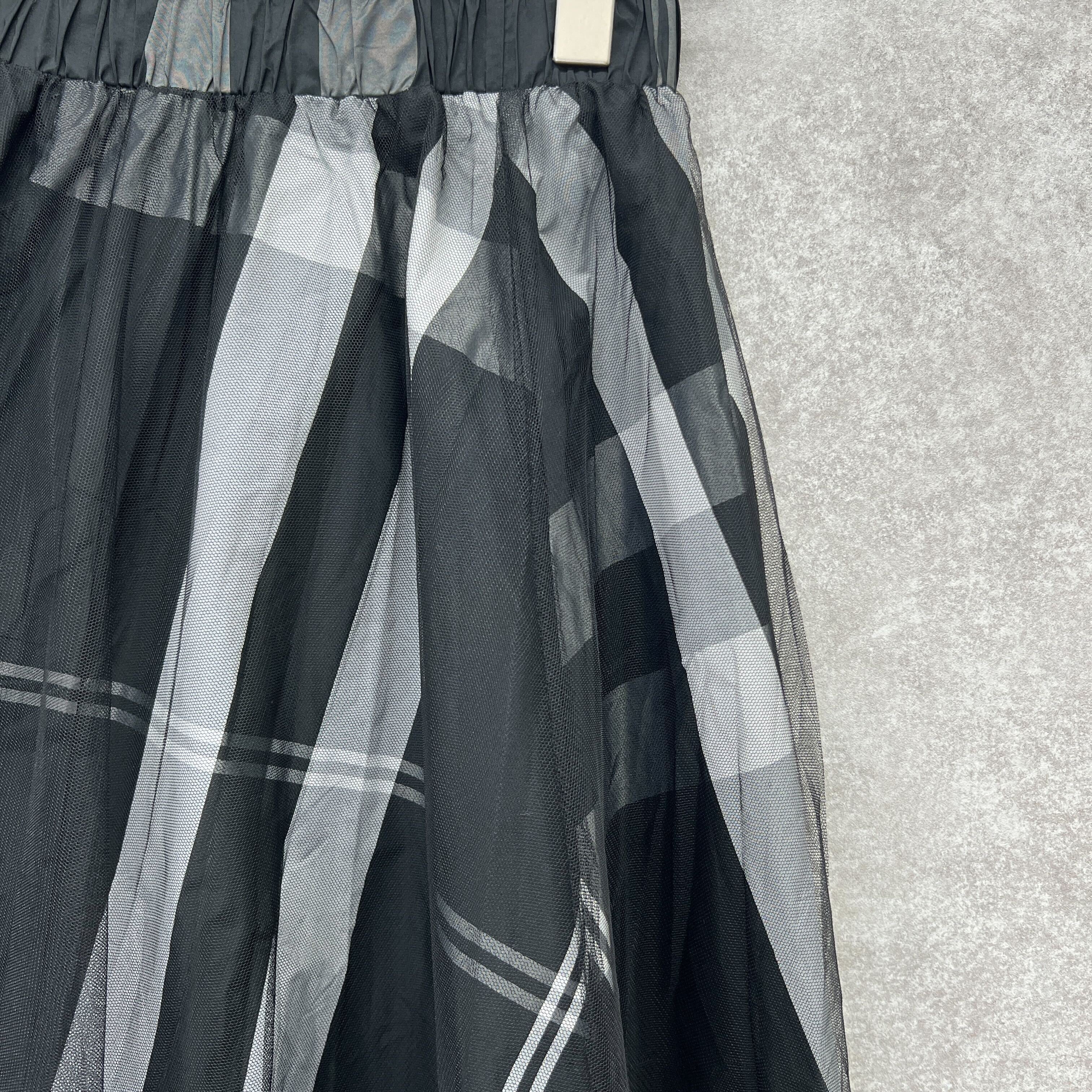 チュールロングチェックスカート ブラック　※10/15迄に順次発送予定